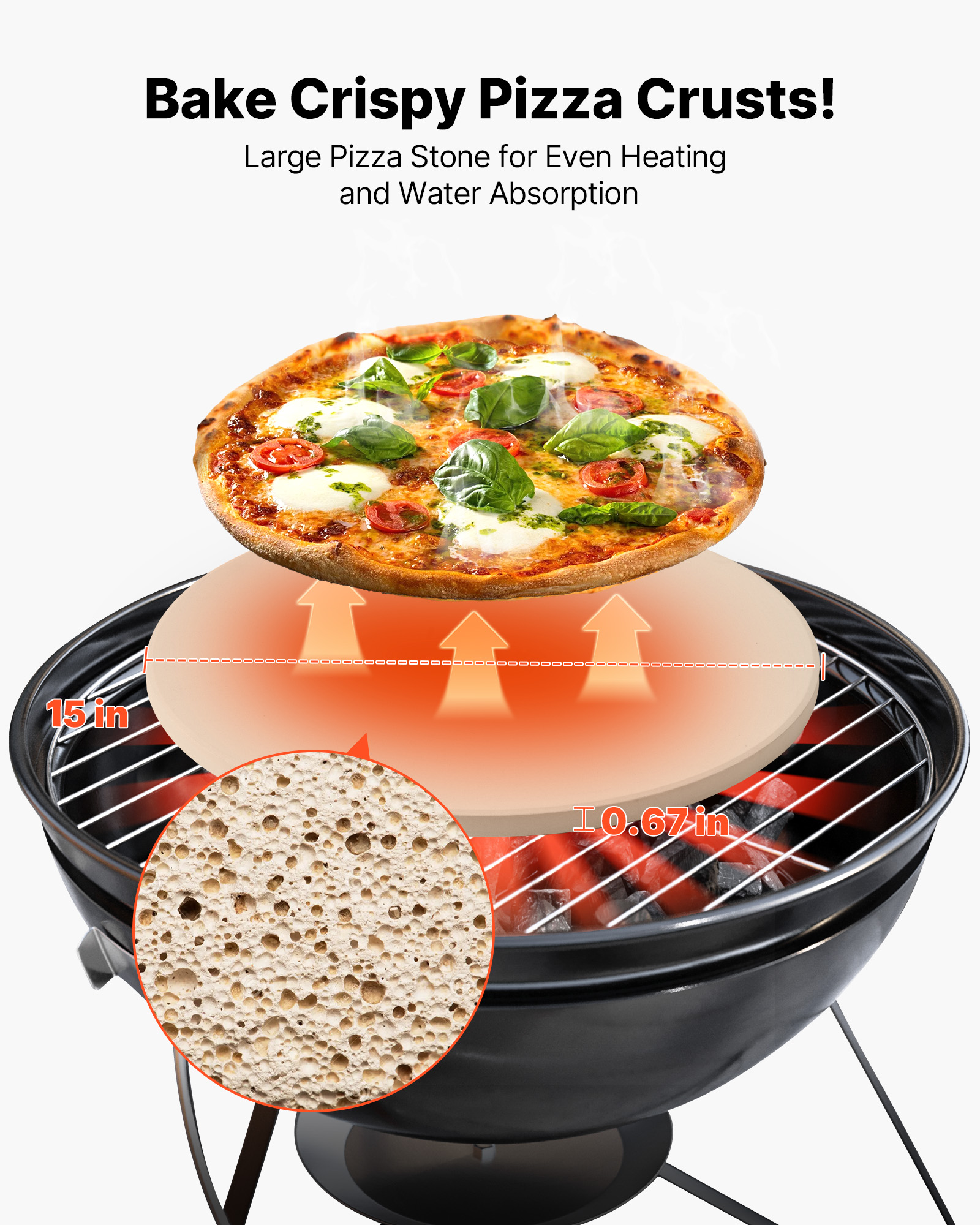 VEVOR Pizza Stone Round/Rectangular Cordierite Baking Stone for Oven & Grilling