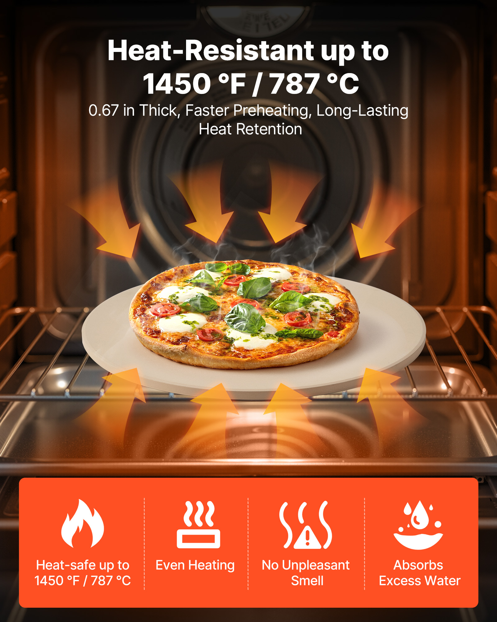 VEVOR Pizza Stone Round/Rectangular Cordierite Baking Stone for Oven & Grilling