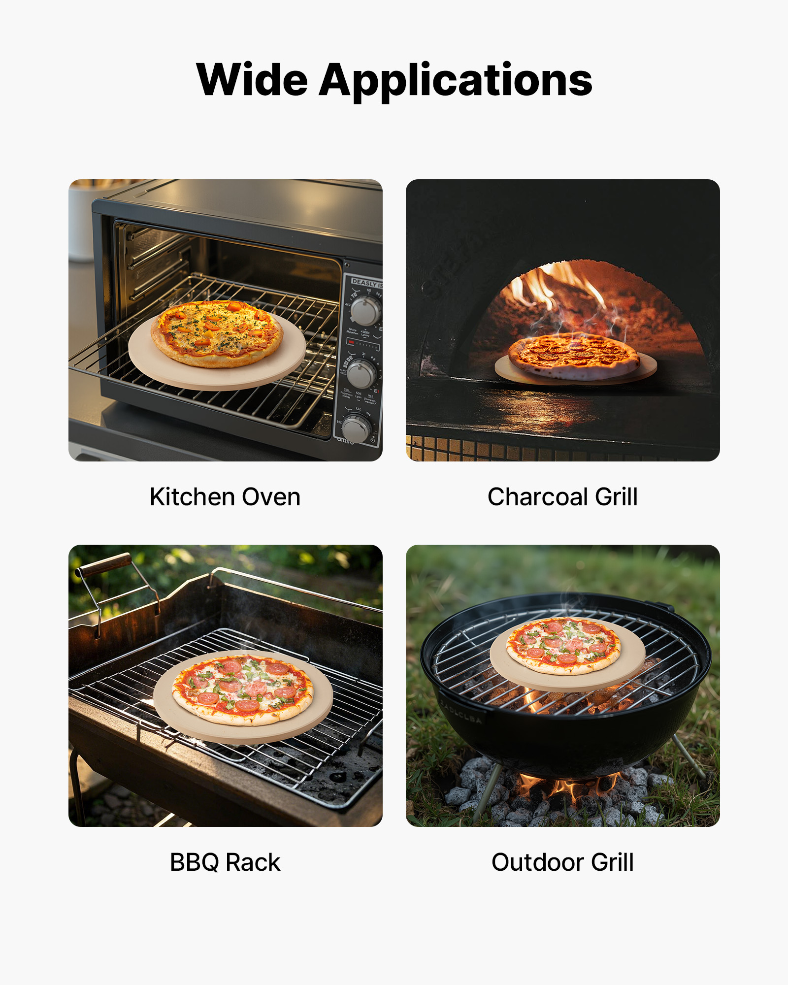 VEVOR Pizza Stone Round/Rectangular Cordierite Baking Stone for Oven & Grilling