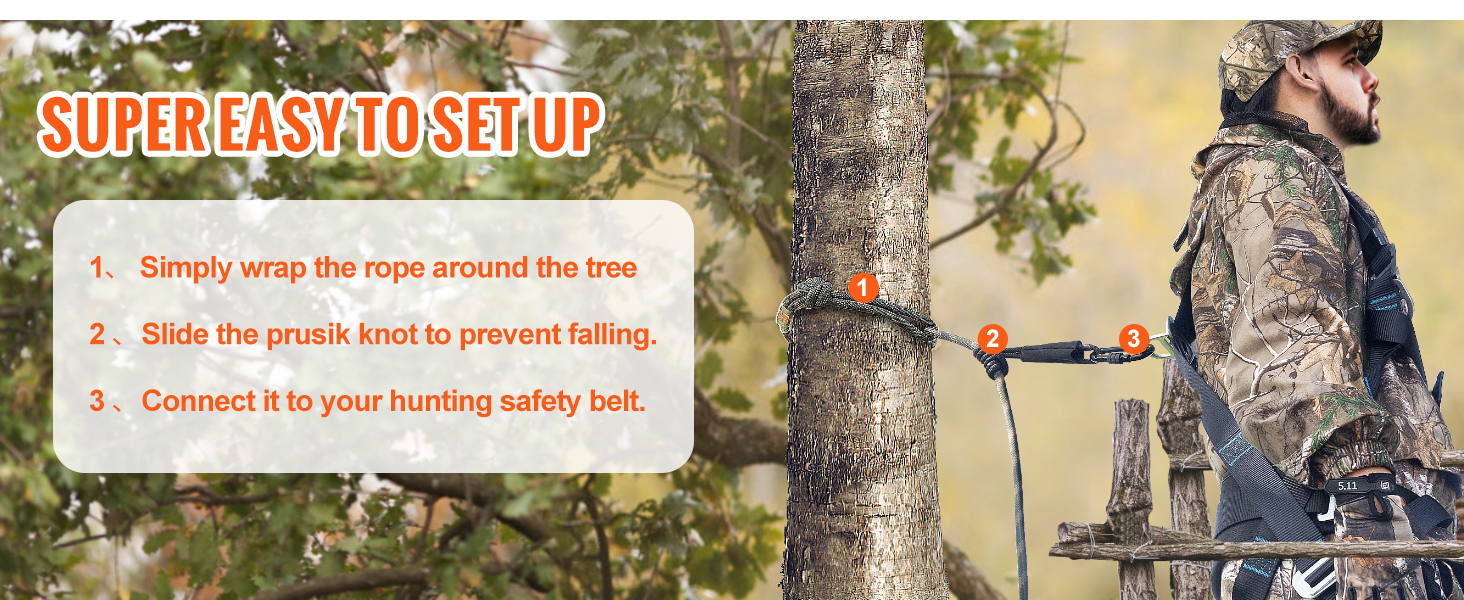 VEVOR Corde de sécurité pour support d'arbre, 91,44 m, corde de sécurité  pour support