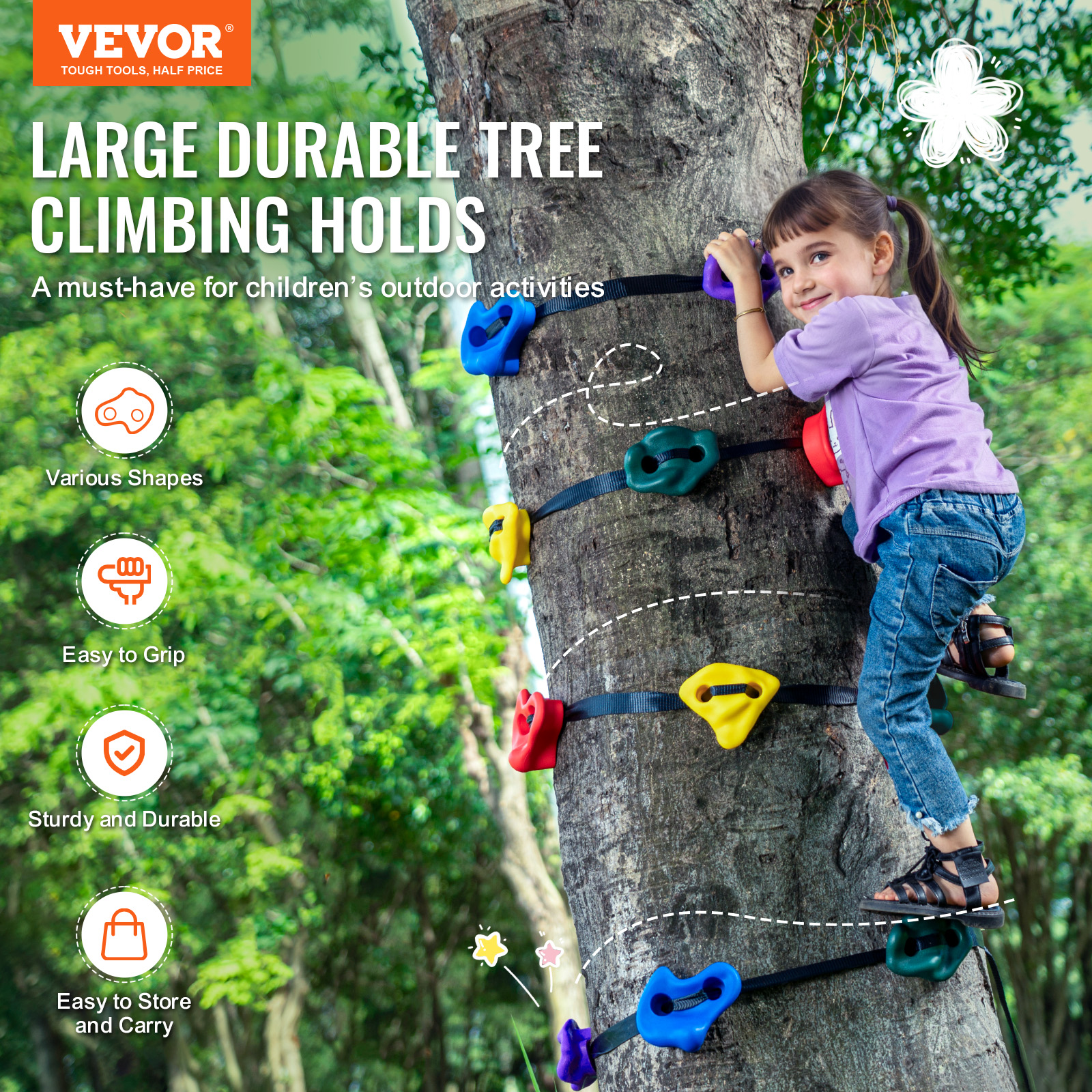 VEVOR 25/32/72/12/20pcs Rock/Tree Climbing Holds Climbing Rocks Handles Hardware - Picture 76 of 98