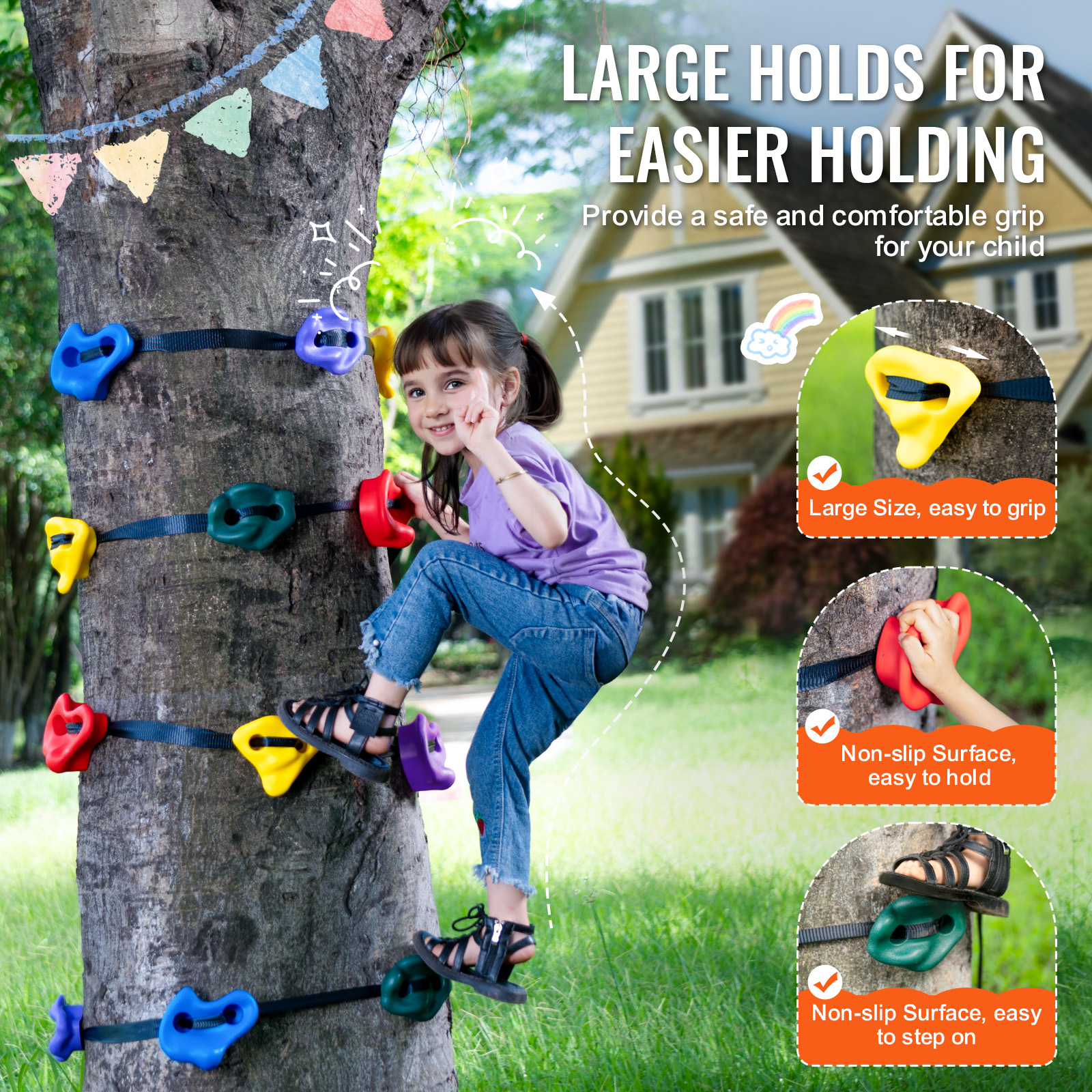 VEVOR 25/32/72/12/20pcs Rock/Tree Climbing Holds Climbing Rocks Handles Hardware - Picture 78 of 98
