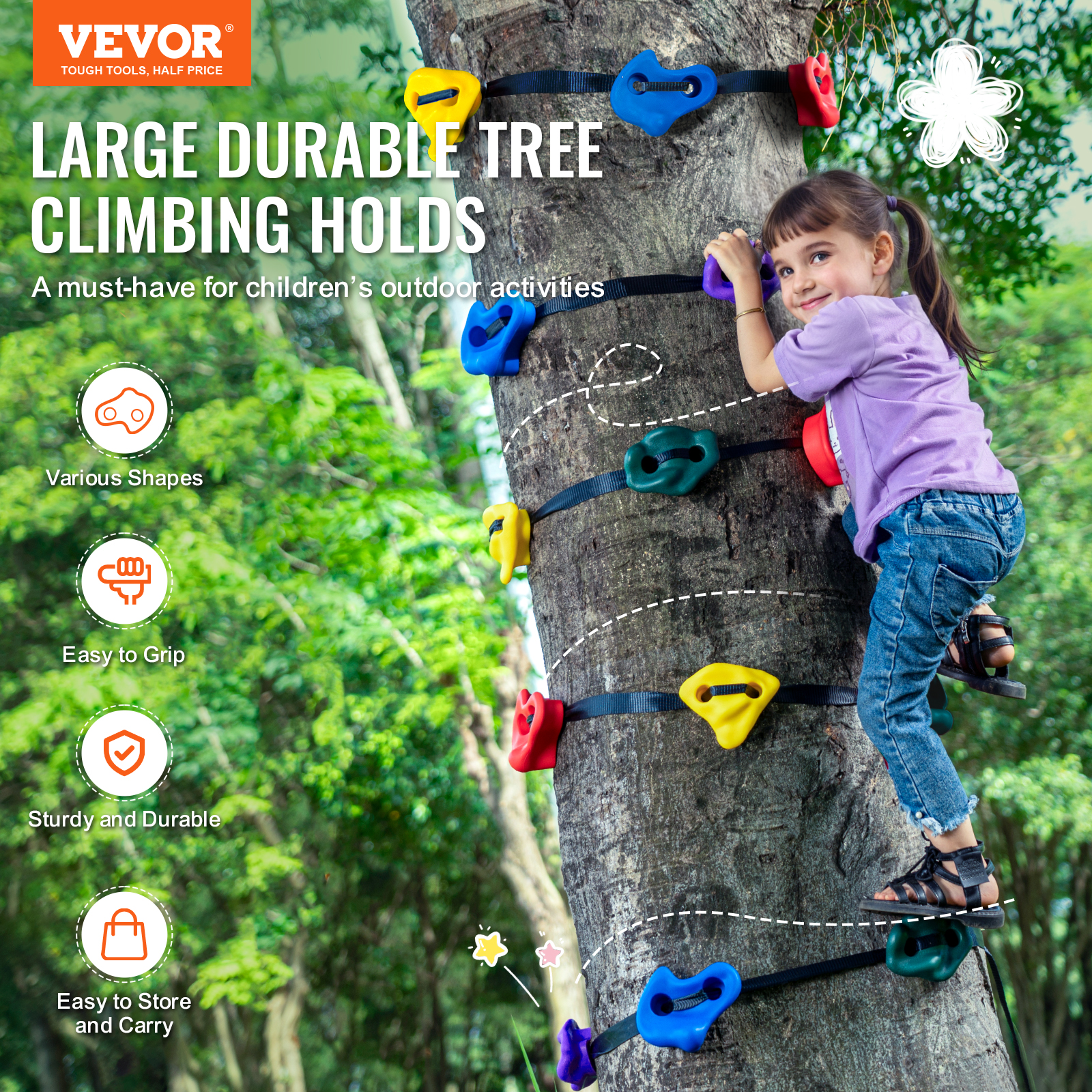 VEVOR 25/32/72/12/20pcs Rock/Tree Climbing Holds Climbing Rocks Handles Hardware - Picture 88 of 98