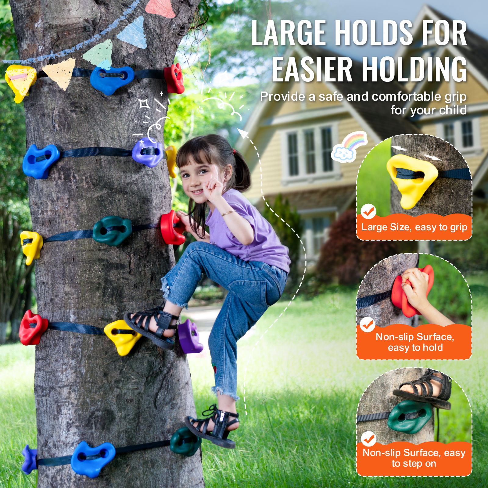 VEVOR 25/32/72/12/20pcs Rock/Tree Climbing Holds Climbing Rocks Handles Hardware - Picture 90 of 98