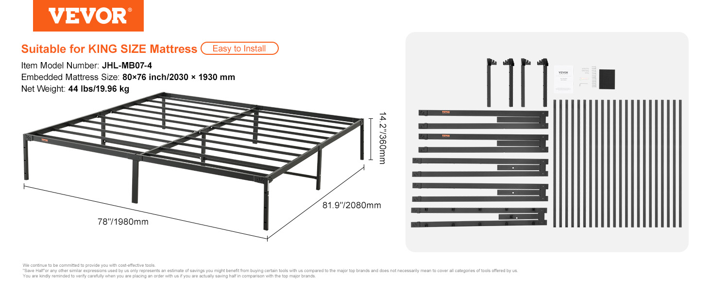 bed frame,14 inch,king size