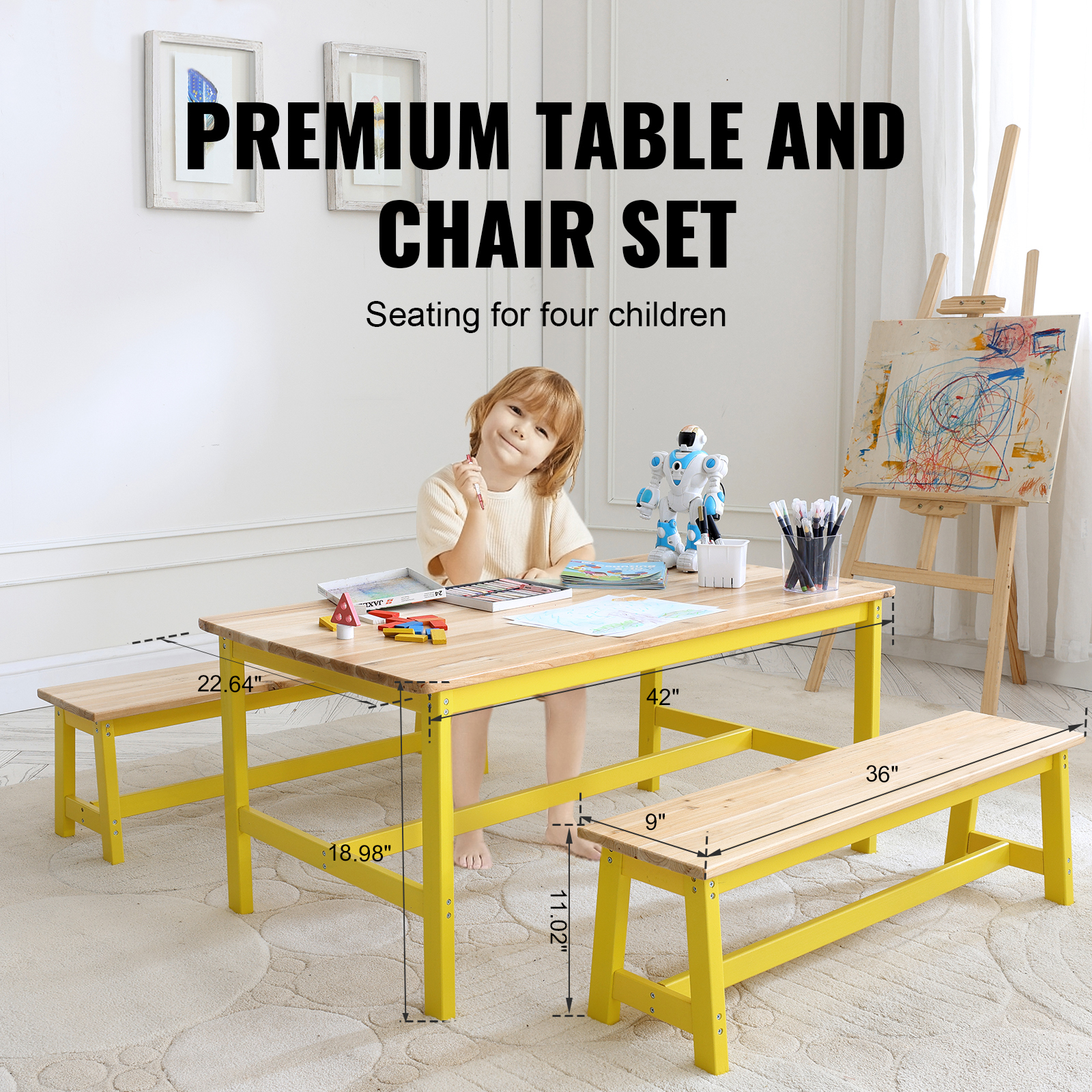 Kids Table and 2/4 Chairs/Bench Set Wooden/Toddler/Height Adjustable Craft - Picture 16 of 62