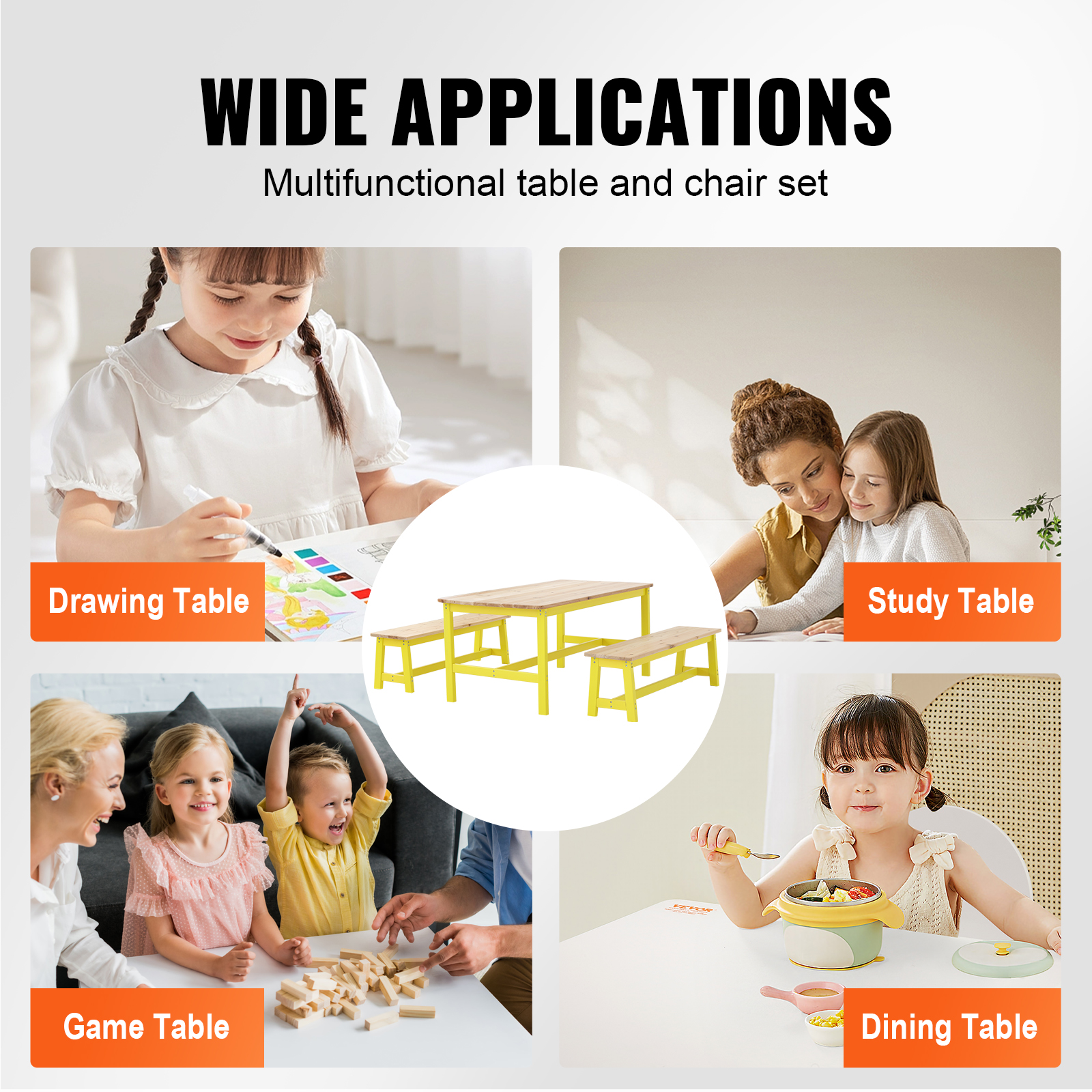 Kids Table and 2/4 Chairs/Bench Set Wooden/Toddler/Height Adjustable Craft - Picture 20 of 62