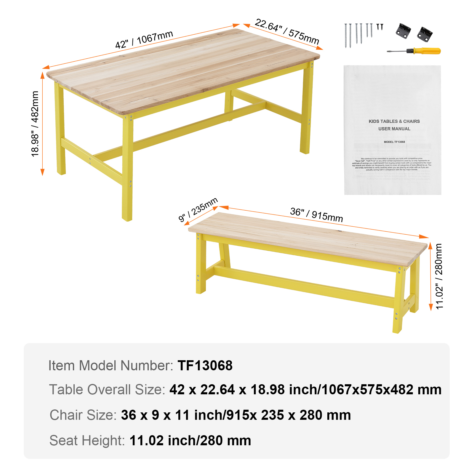 Uimoso Kids Table & 2/4 Chairs/Bench Set Wooden/Toddler/Height Adjustable Craft - Picture 20 of 61