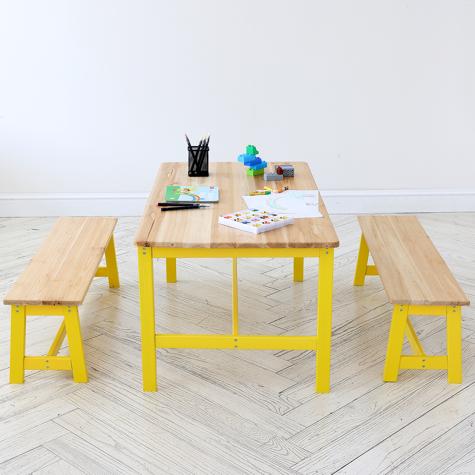 Kids Table and 2/4 Chairs/Bench Set Wooden/Toddler/Height Adjustable Craft - Picture 22 of 62