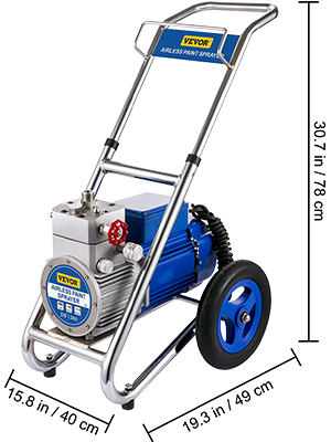 VEVOR Airless Paint Sprayer, 1500W High Efficiency Cart Airless Paint Sprayer, 1GPM 50FT Hose Paint Sprayer,Decreases Overspray by up to 55%, for Home Interior Exterior w/ 621 Tip, 6in Extension Bar