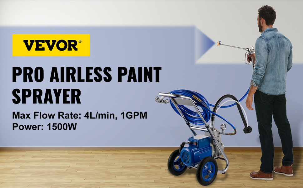 VEVOR Pulvérisateur de peinture sans air sur pied, 7/8 HP 650 W haute  efficacité, pulvérisateur de peinture électrique 2900 psi, tige d'extension  et kits de nettoyage pour meubles : : Outils et Bricolage
