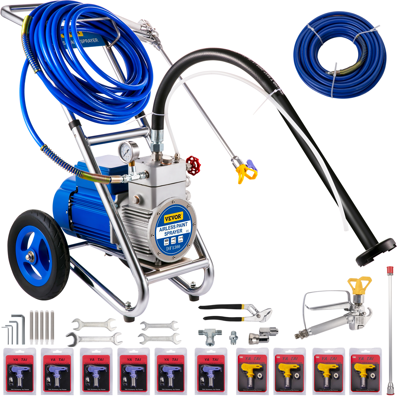 VEVOR VEVOR Cart Airless Paint Sprayer, 1500W Commercial Paint Sprayer,  1GPM Airless Paint Sprayer, Paint Sprayers for Home Interior and Exterior  While Delivering Softer and Well-Distributed Spray VEVOR EU