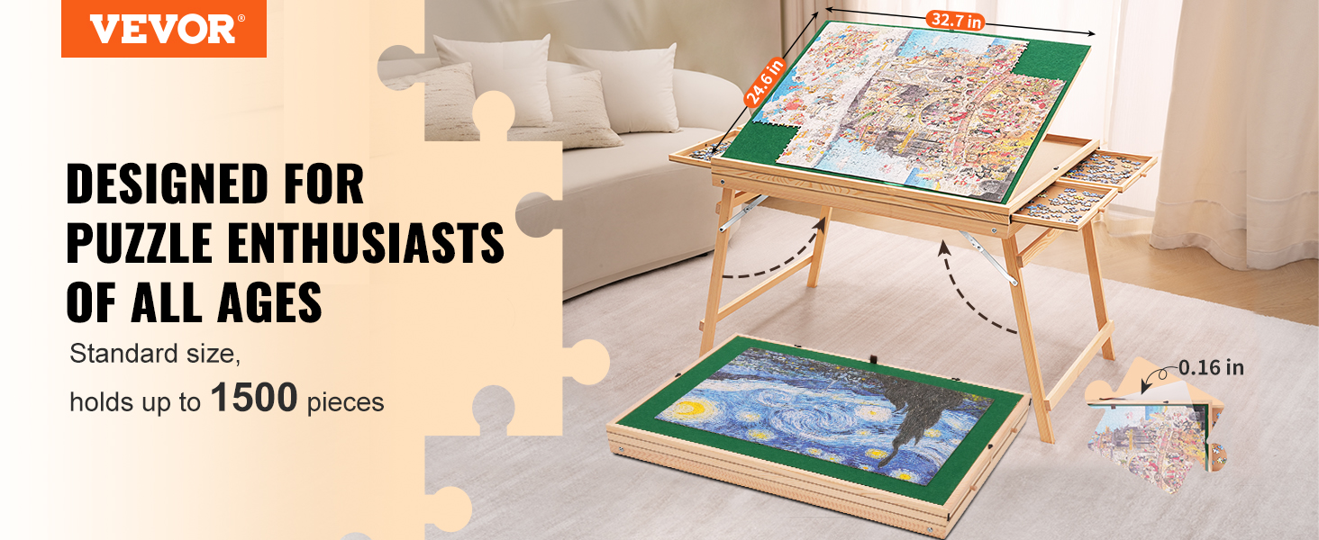 Planche de puzzle inclinable avec roues - Table de puzzle en bois de 1500  pièces pour adultes