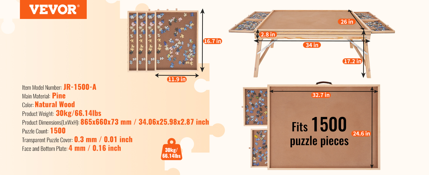 Table de puzzle pliante avec tiroirs pour jeux de société, meilleur cadeau,  capacité, 1500
