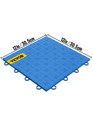 VEVOR Garage Tiles Interlocking, 12'' x 12'', 50 pcs, Blue Garage Floor Covering Tiles, Non-Slip Diamond Plate Garage Flooring Tiles, Support up to 55,000 lbs for Basements, Gyms, Repair Shops