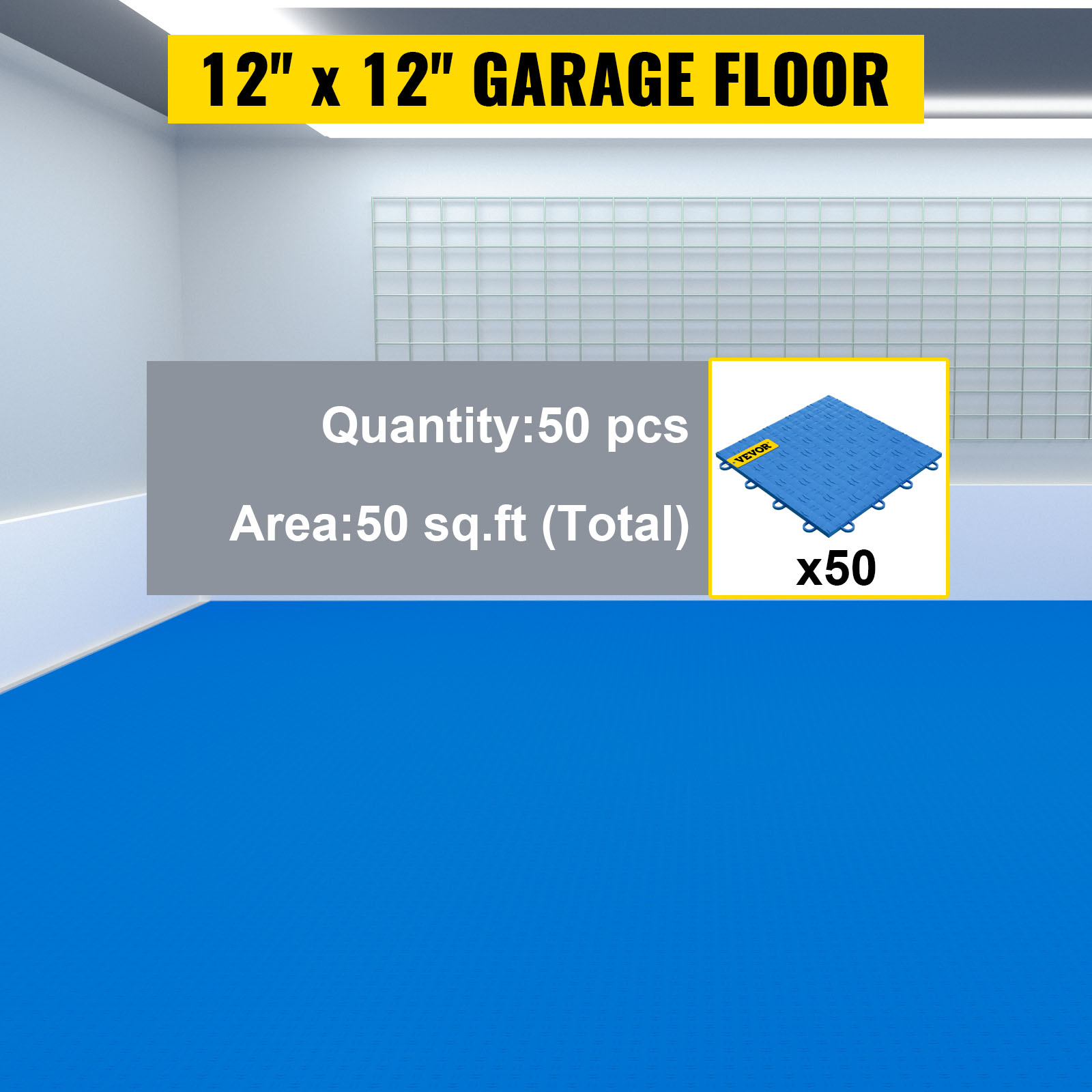 VEVOR 12x12 Garage Floor Tiles, 25 Pack Black Interlocking Garage Floor  Covering Tiles, Graphite Diamond Plate Garage Flooring Tiles  Slide-Resistant 55000lbs Capacity for Basement Gym 