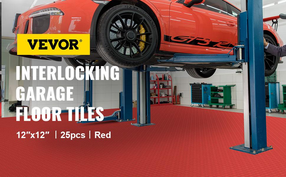 VEVOR 3-1/2-ft x 14-1/2-ft Smooth PVC Interlocking Garage Floor