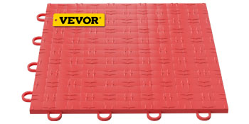 VEVOR Garage Tiles Interlocking, 12'' x 12'', 25 pcs, Red Garage Floor Covering Tiles, Non-Slip Diamond Plate Garage Flooring Tiles, Support up to 55,000 lbs for Basements, Gyms, Repair Shops