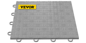 VEVOR Garage Tiles Interlocking, 12'' x 12'', 25 pcs, Silver Garage Floor Covering Tiles, Non-Slip Diamond Plate Garage Flooring Tiles, Support up to 55,000 lbs for Basements, Gyms, Repair Shops