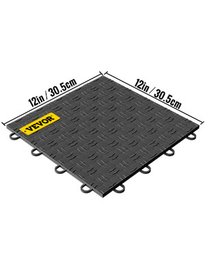 VEVOR Garage Tiles Interlocking, 12'' x 12'', 50 pcs, Graphite Grey Garage Floor Covering Tiles, Non-Slip Diamond Plate Garage Flooring Tiles, Support up to 55,000 lbs for Basements, Gyms