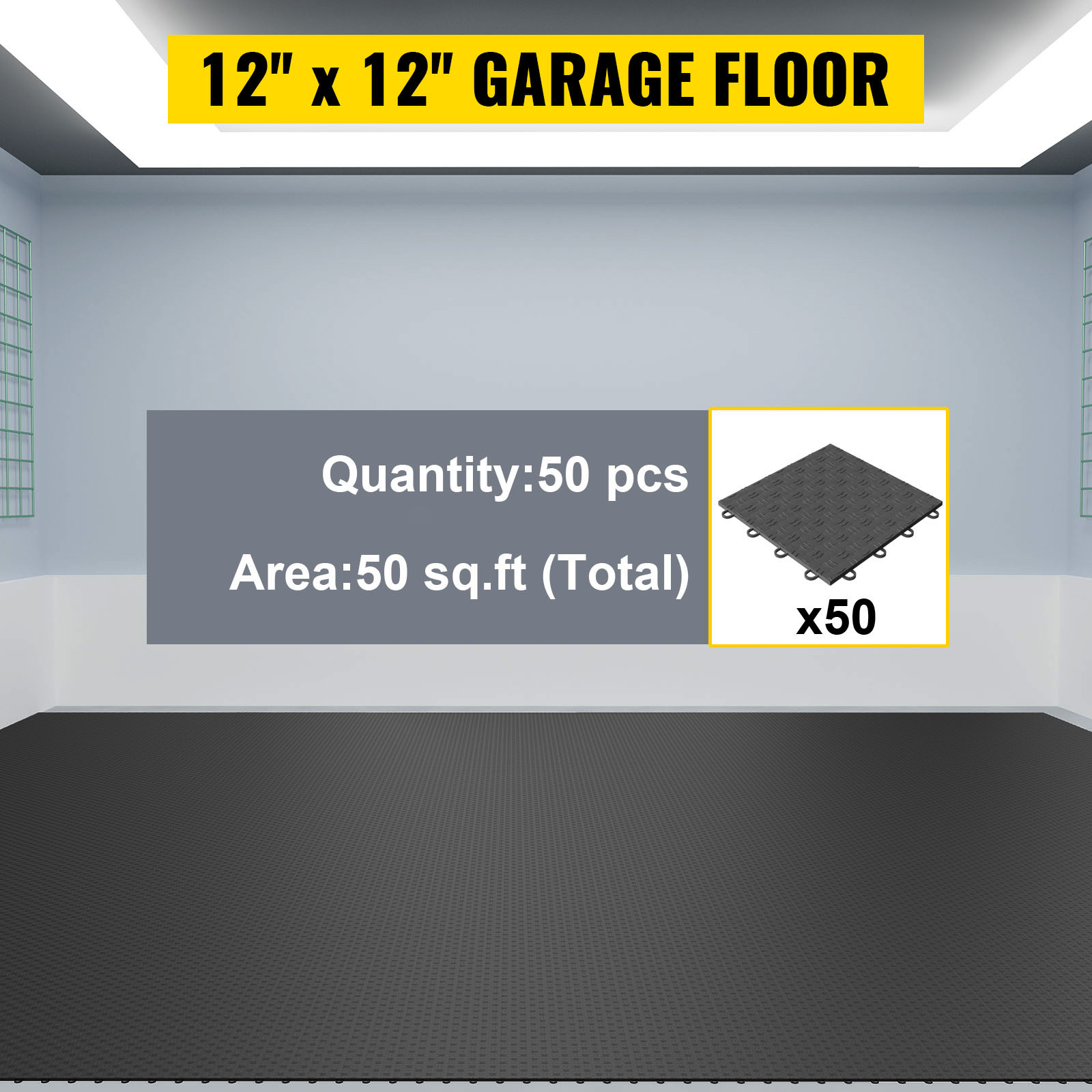 Garage Floor Mat 4.9x19ft Vinyl Garage Flooring Roll Anti-Slide