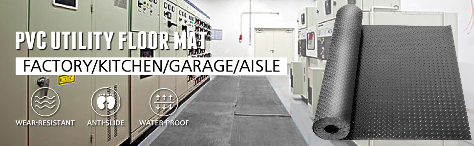 VEVOR Garage Floor Mat Garage Flooring Roll 4.9x19ft Anti-Slip Silver PVC Vinyl