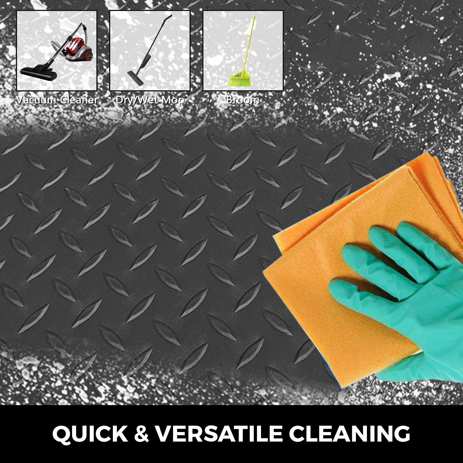 VEVOR Garage Floor Mats 2 Rolls 14.7 x 3.6 Ft Garage Mat 2.5mm Thickness Black Garage Flooring PVC Garage Mats for Under Car