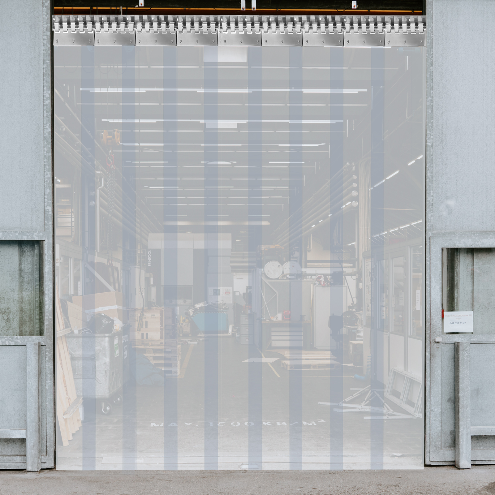  GGYMEI - Cortina de tiras de PVC, persianas verticales, panel  de puerta del congelador, cortina de división resistente al viento con riel  de montaje (color blanco, tamaño: 3.4 x 6.9 ft/7