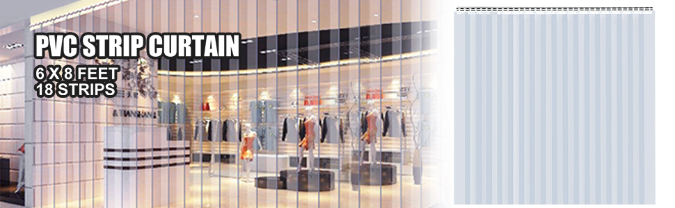 Strip Door Curtain Kit - 6ft Wide X 8ft High, Amber PVC Strips, 8" Wide X 0.08" Thick, NSF Approved