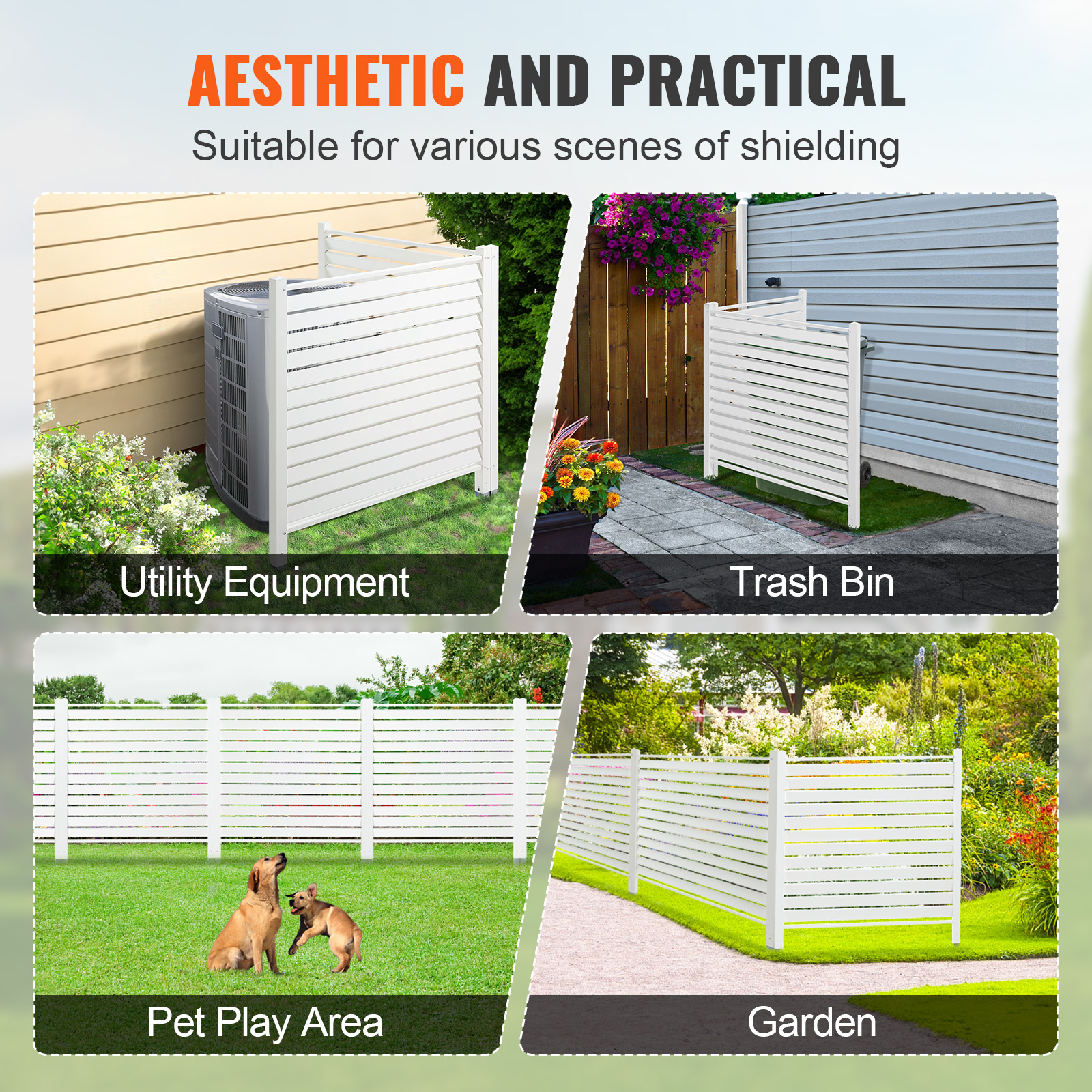 VEVOR Outdoor Privacy Screens 50" W x 50" H Air Conditioner Fence 3/2/4 Panels - Picture 43 of 62