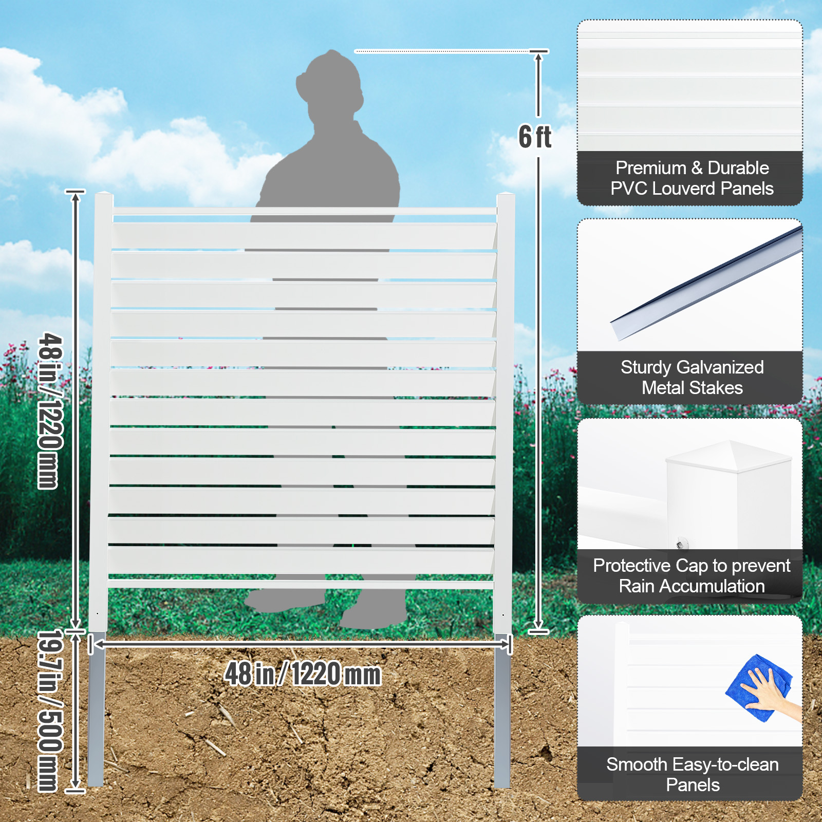 VEVOR Outdoor Privacy Screens 50" W x 50" H Air Conditioner Fence 3/2/4 Panels - Picture 45 of 62