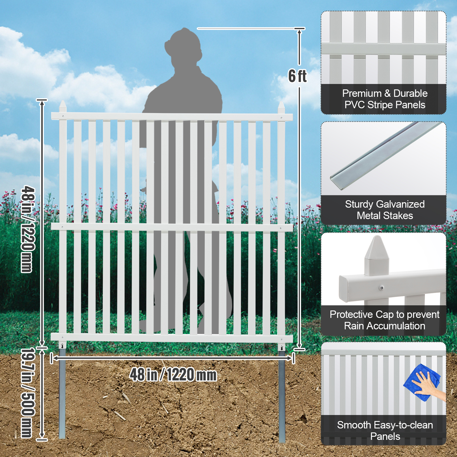 VEVOR Outdoor Privacy Screens 50" W x 50" H Air Conditioner Fence 3/2/4 Panels - Picture 21 of 62