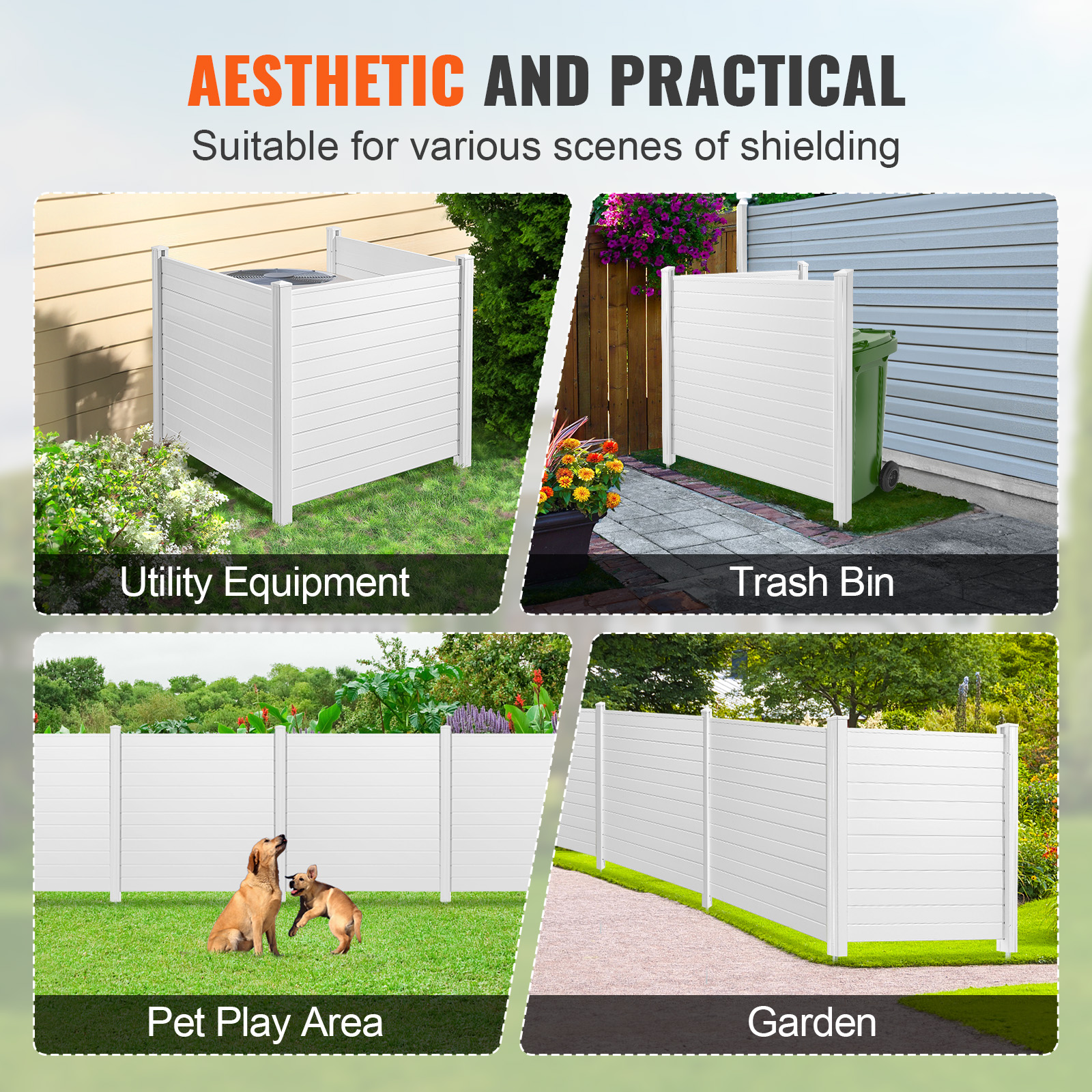 VEVOR Outdoor Privacy Screens 50" W x 50" H Air Conditioner Fence 3/2/4 Panels - Picture 7 of 62