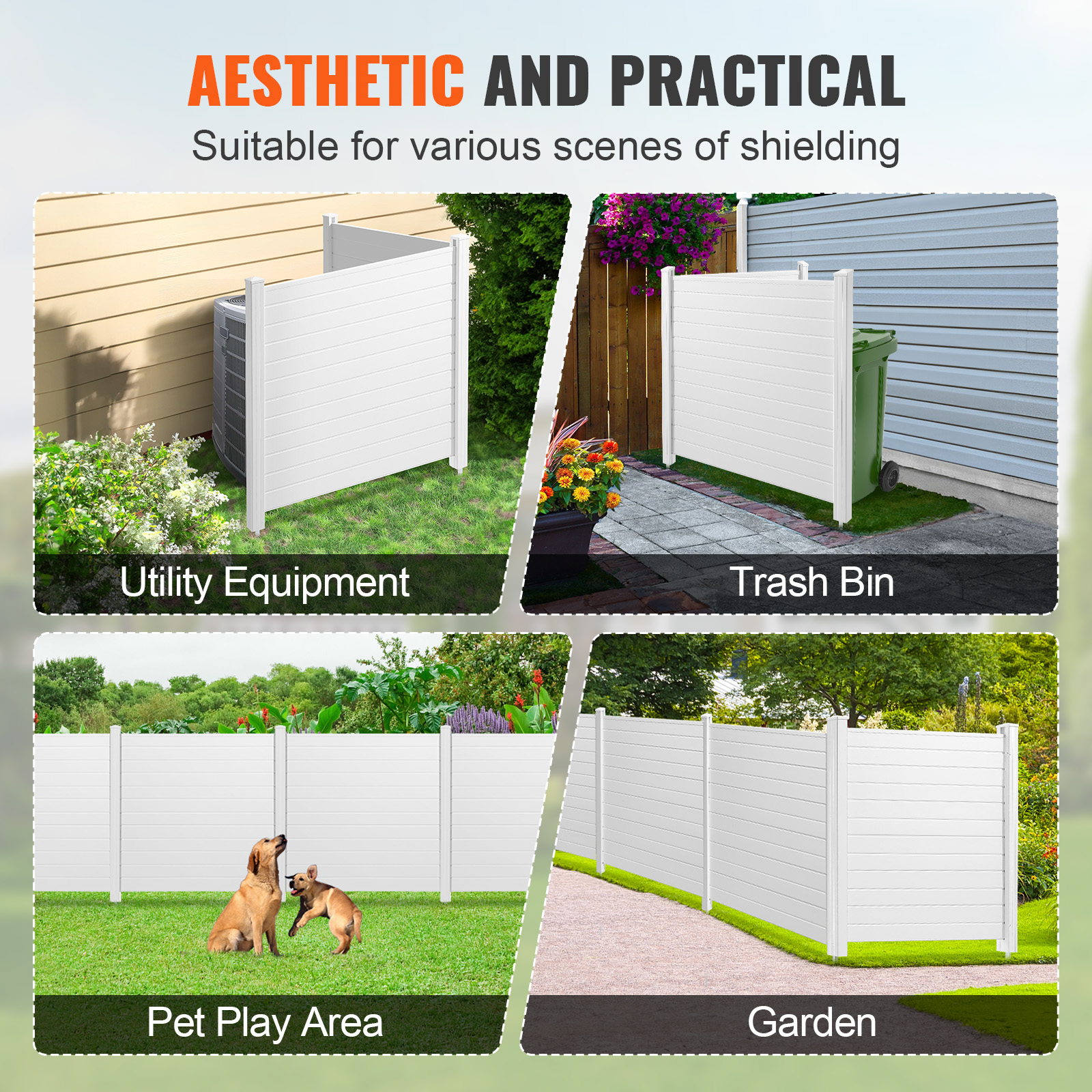 VEVOR Outdoor Privacy Screens 50" W x 50" H Air Conditioner Fence 3/2/4 Panels - Picture 31 of 62