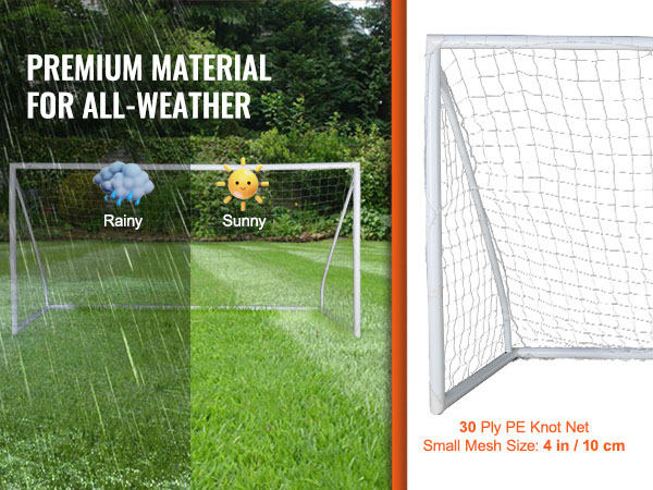 Polypropylene Goalie Nets VGEBY Soccer Goal Net - Replacement Training Net 6x4/8x6/12x6/24x8 Feet Full Size Goal Net
