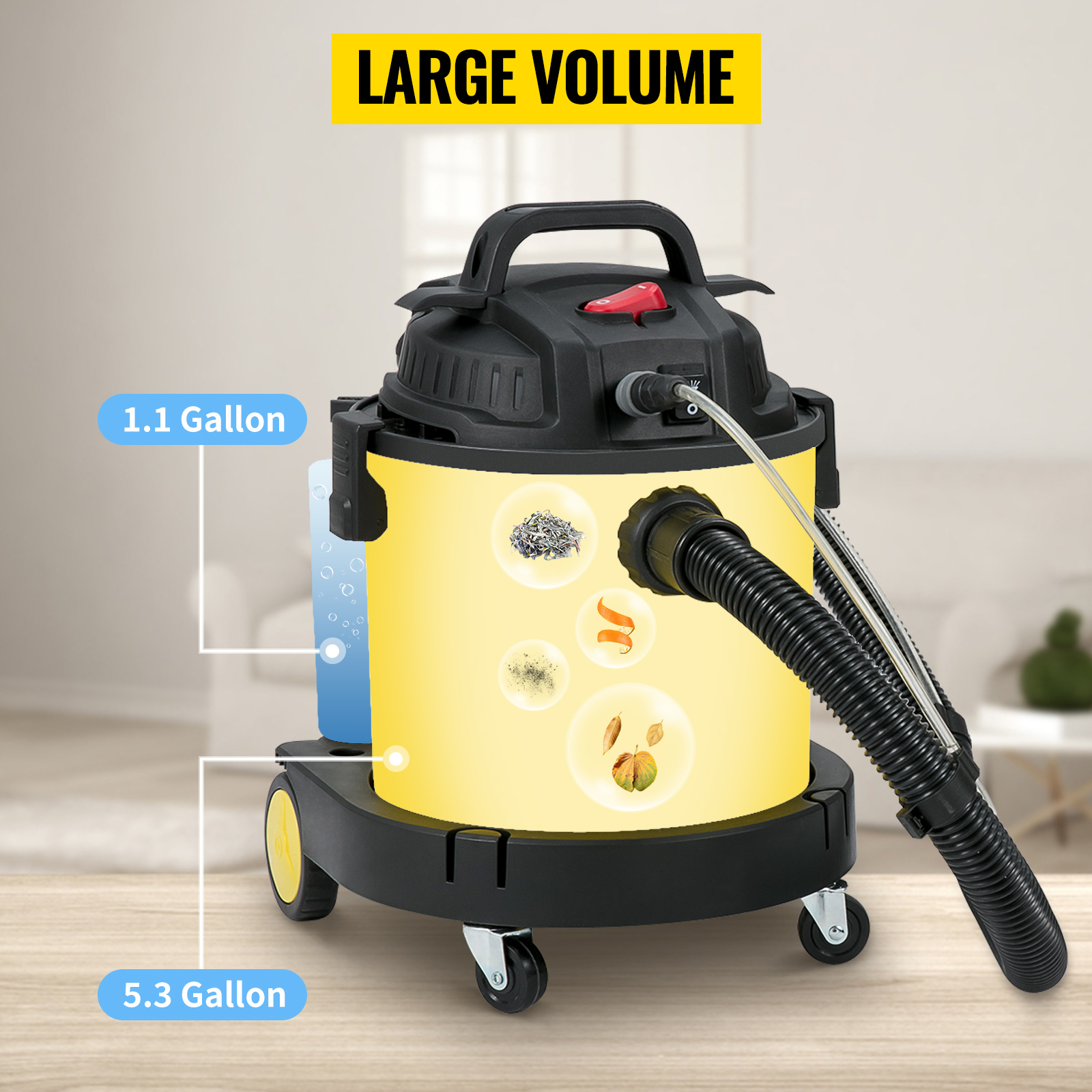 VEVOR VEVOR Dust Extractor Collector, 30L / 8 Gallon Capacity, HEPA  Filtration System Automatic Dust Shaking, 1200W Powerful Motor Wet & Dry  Vacuum Cleaner, Heavy-Duty Shop Vacuum with Attachments