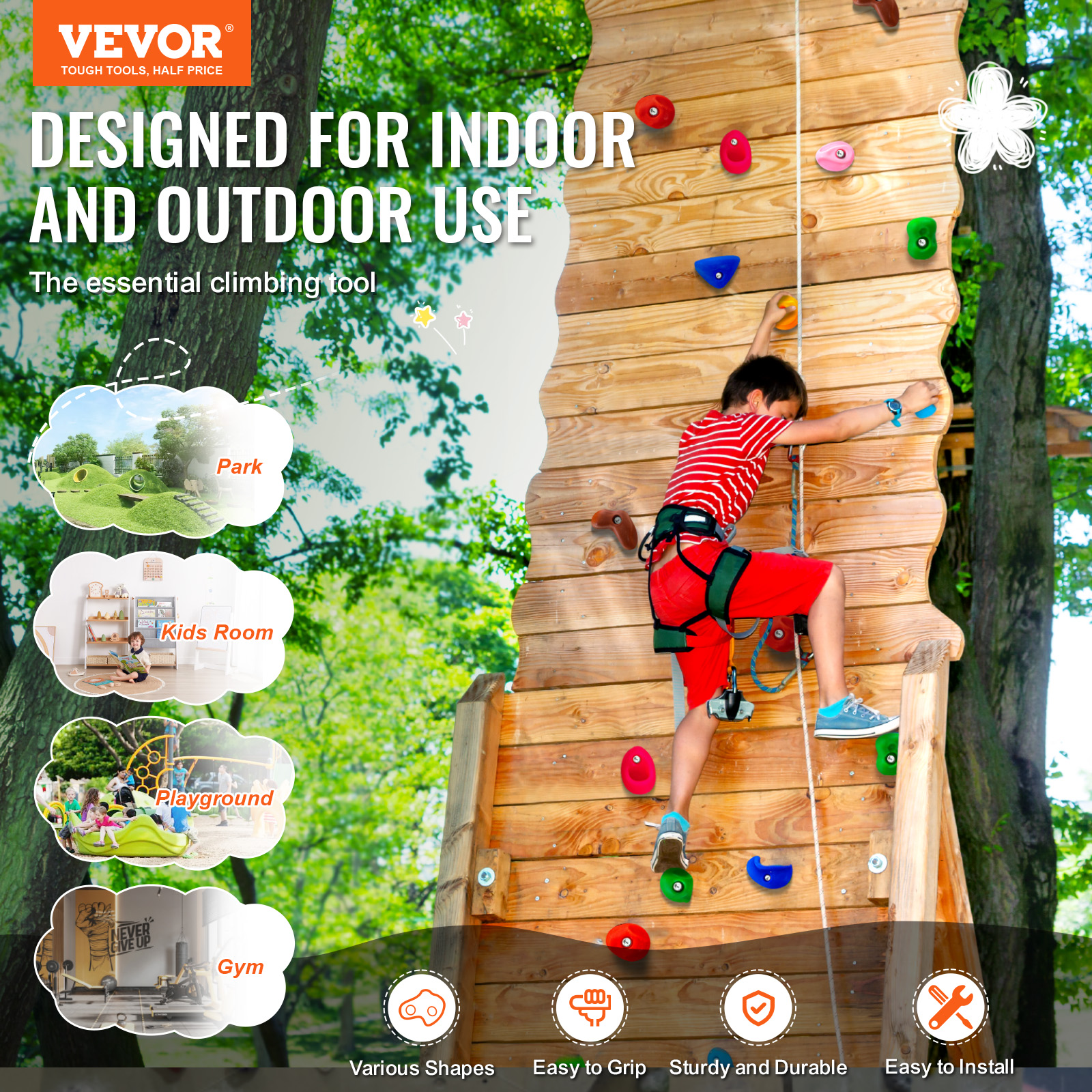 VEVOR 25/32/72/12/20pcs Rock/Tree Climbing Holds Climbing Rocks Handles Hardware - Picture 52 of 98