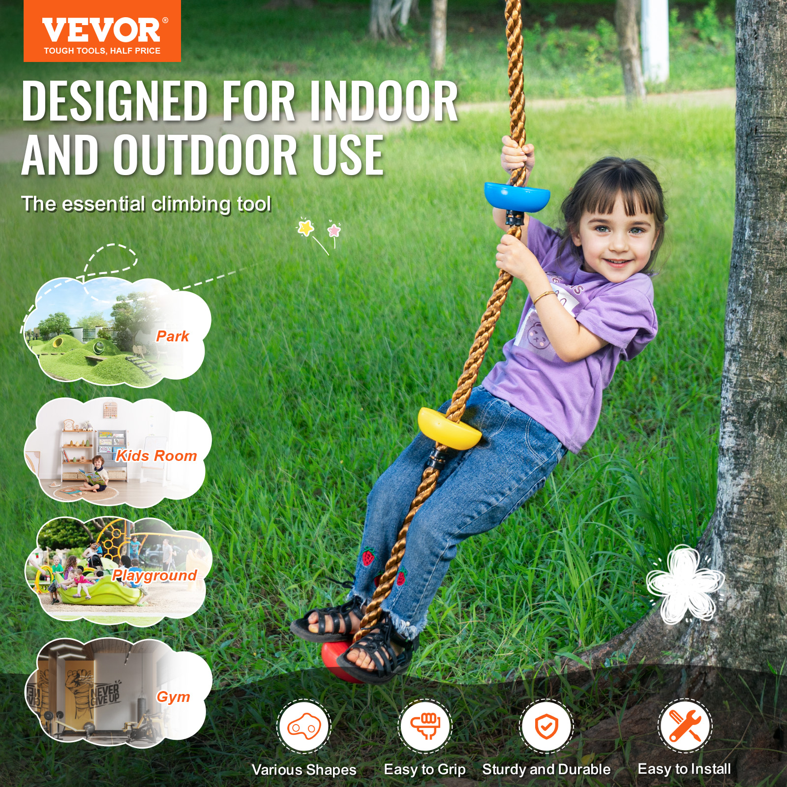 VEVOR 25/32/72/12/20pcs Rock/Tree Climbing Holds Climbing Rocks Handles Hardware - Picture 28 of 98