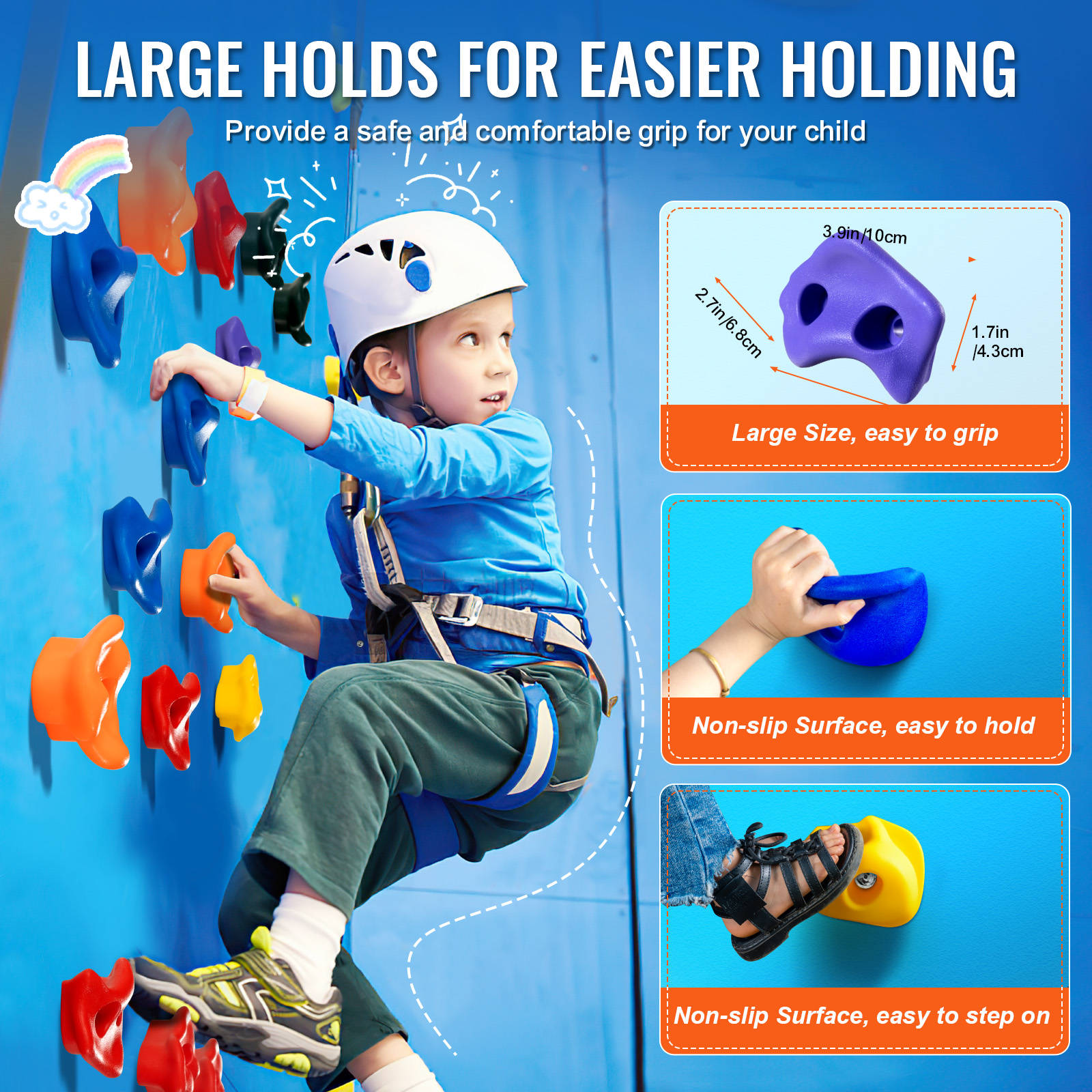 VEVOR 25/32/72/12/20pcs Rock/Tree Climbing Holds Climbing Rocks Handles Hardware - Picture 66 of 98