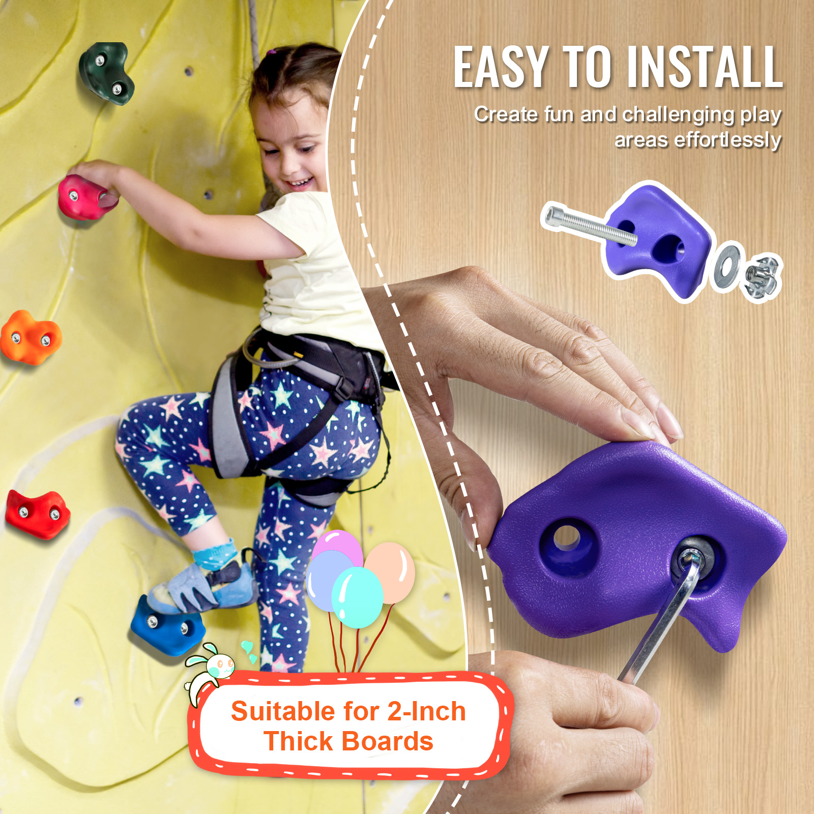 VEVOR 25/32/72/12/20pcs Rock/Tree Climbing Holds Climbing Rocks Handles Hardware - Picture 68 of 98
