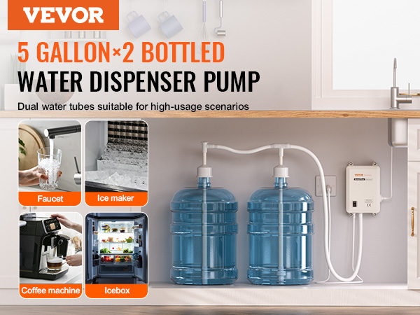 VEVOR Bottled Water Dispenser Pump System, 2x5 Gallon Dispensing System ...