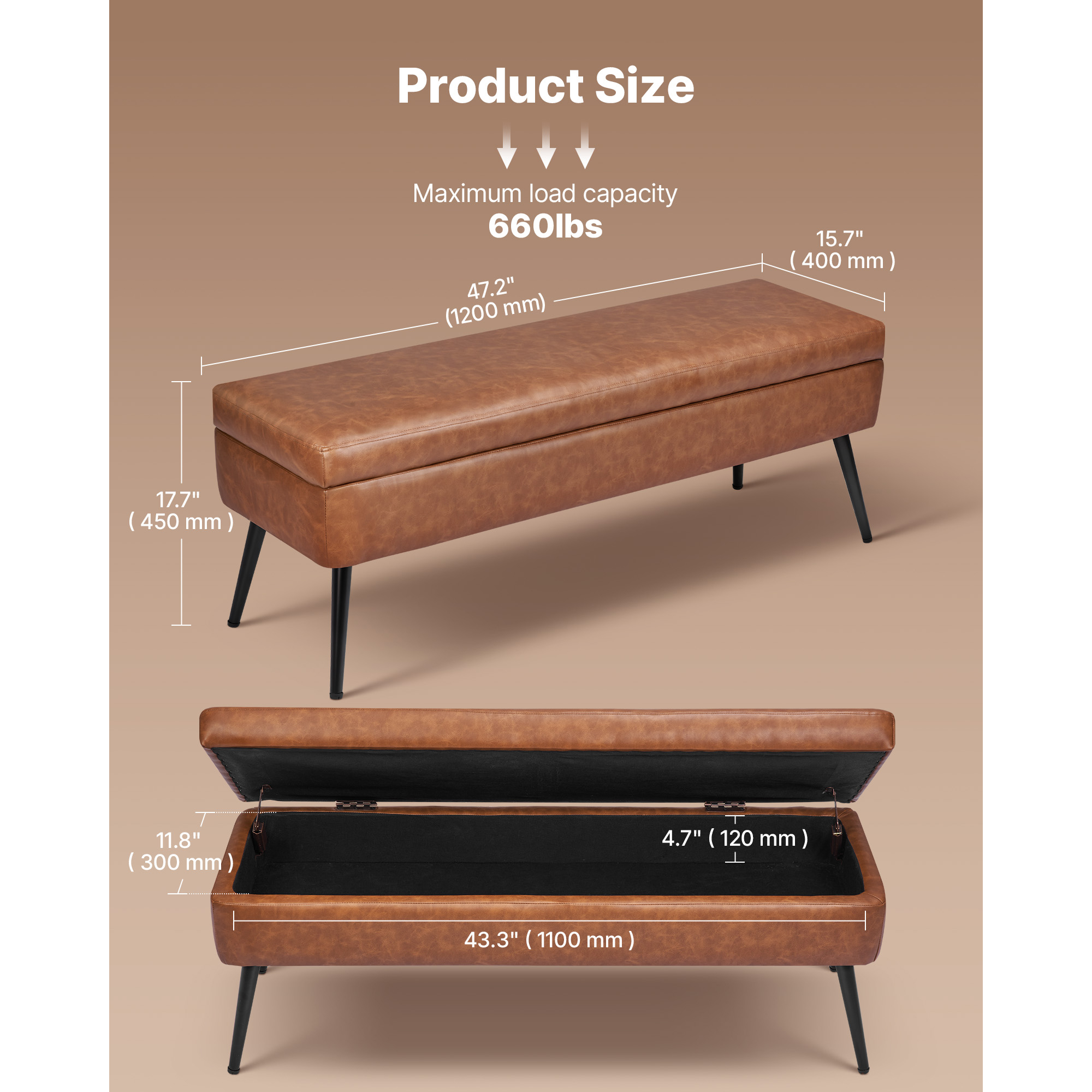 PU Leather Ottoman Bench Shoe Seat with Metal Legs Shoe Bench for Entryway