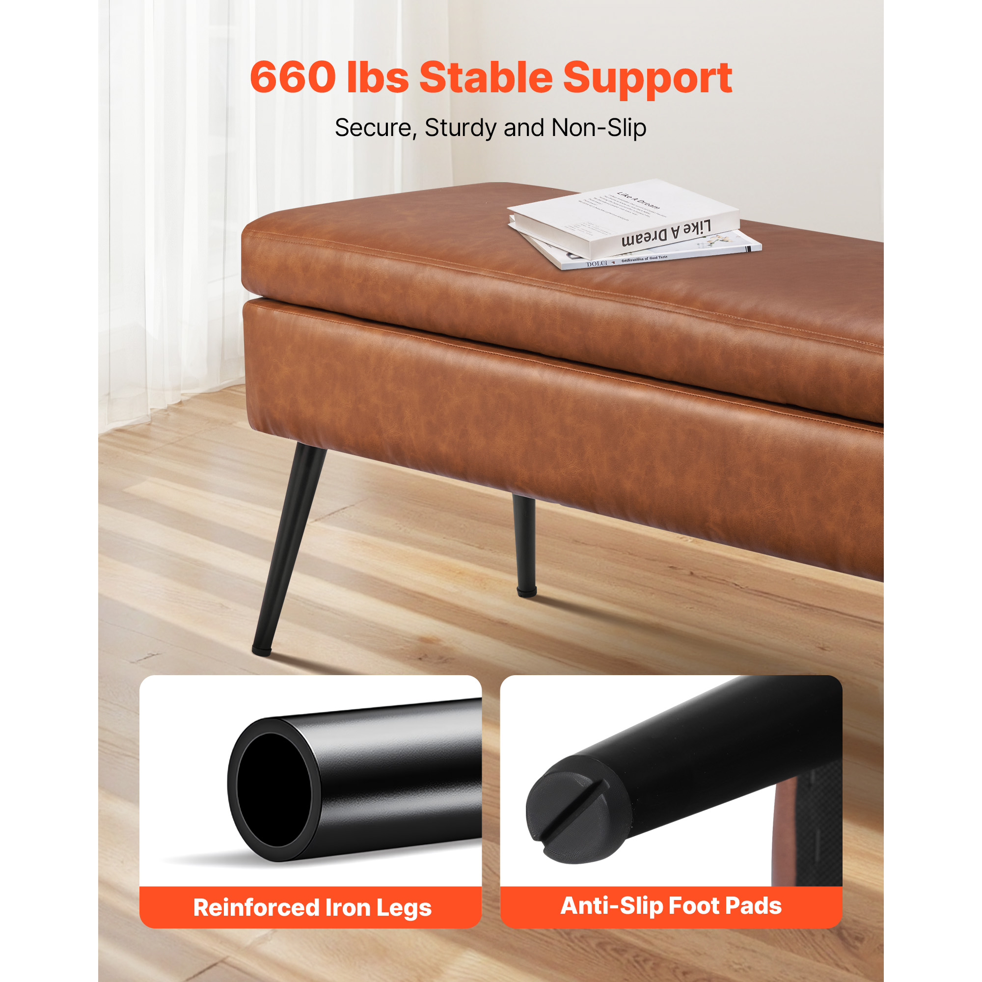 PU Leather Ottoman Bench Shoe Seat with Metal Legs Shoe Bench for Entryway