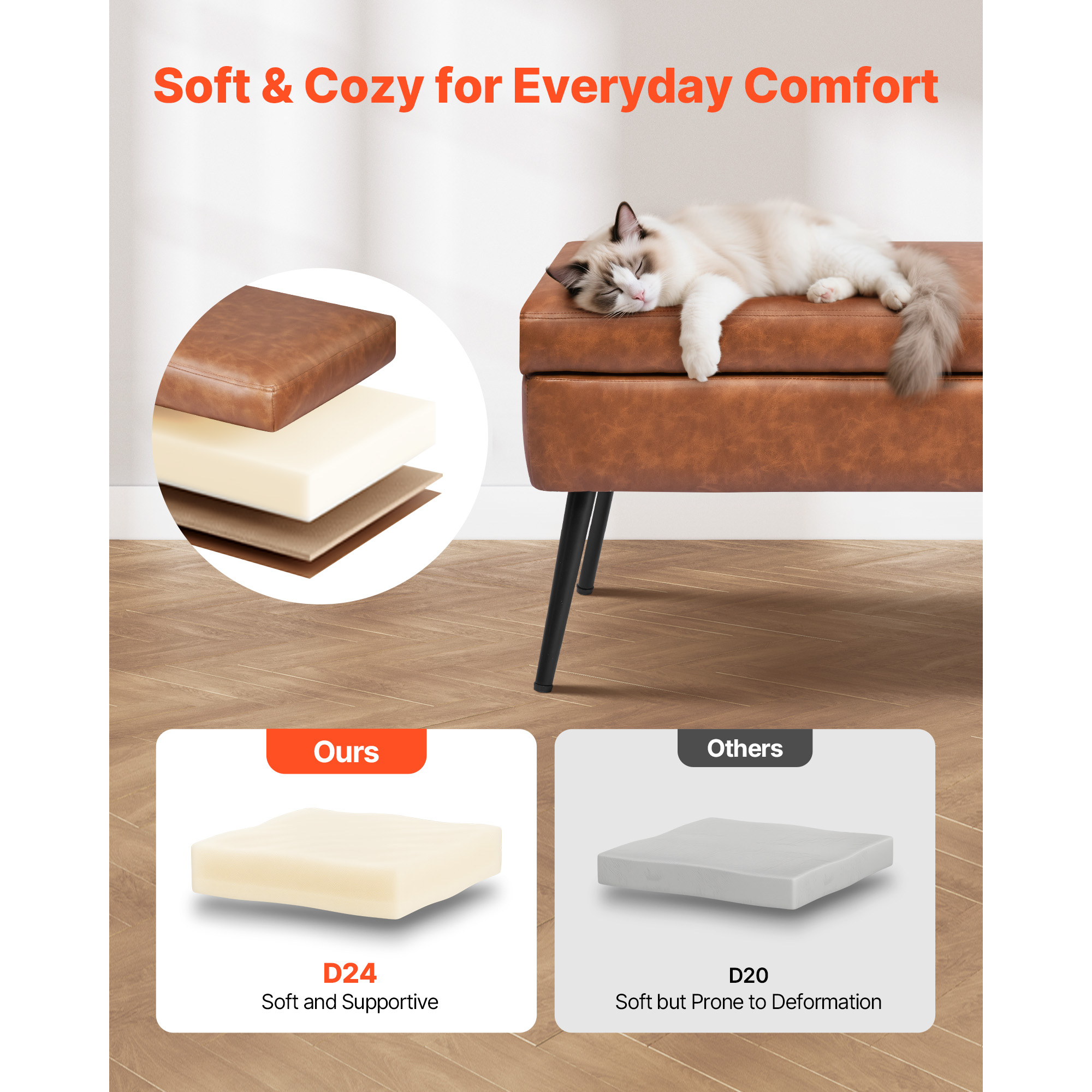 PU Leather Ottoman Bench Shoe Seat with Metal Legs Shoe Bench for Entryway