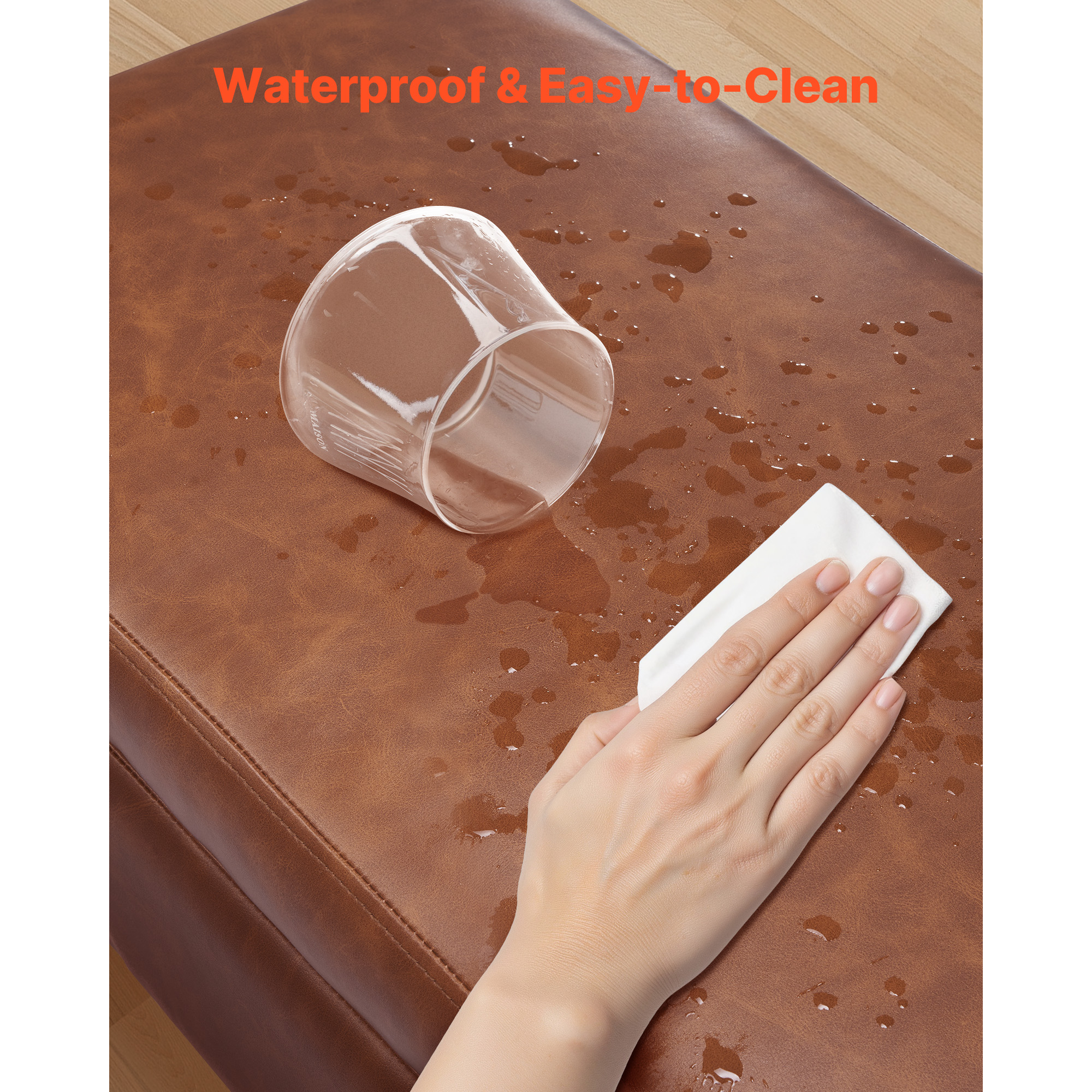 PU Leather Ottoman Bench Shoe Seat with Metal Legs Shoe Bench for Entryway