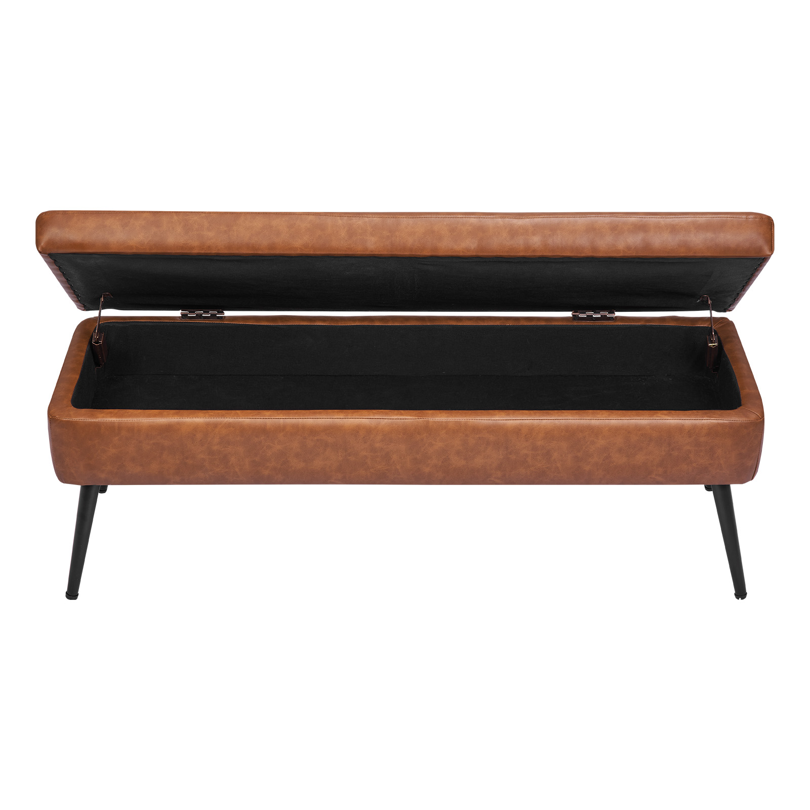 PU Leather Ottoman Bench Shoe Seat with Metal Legs Shoe Bench for Entryway