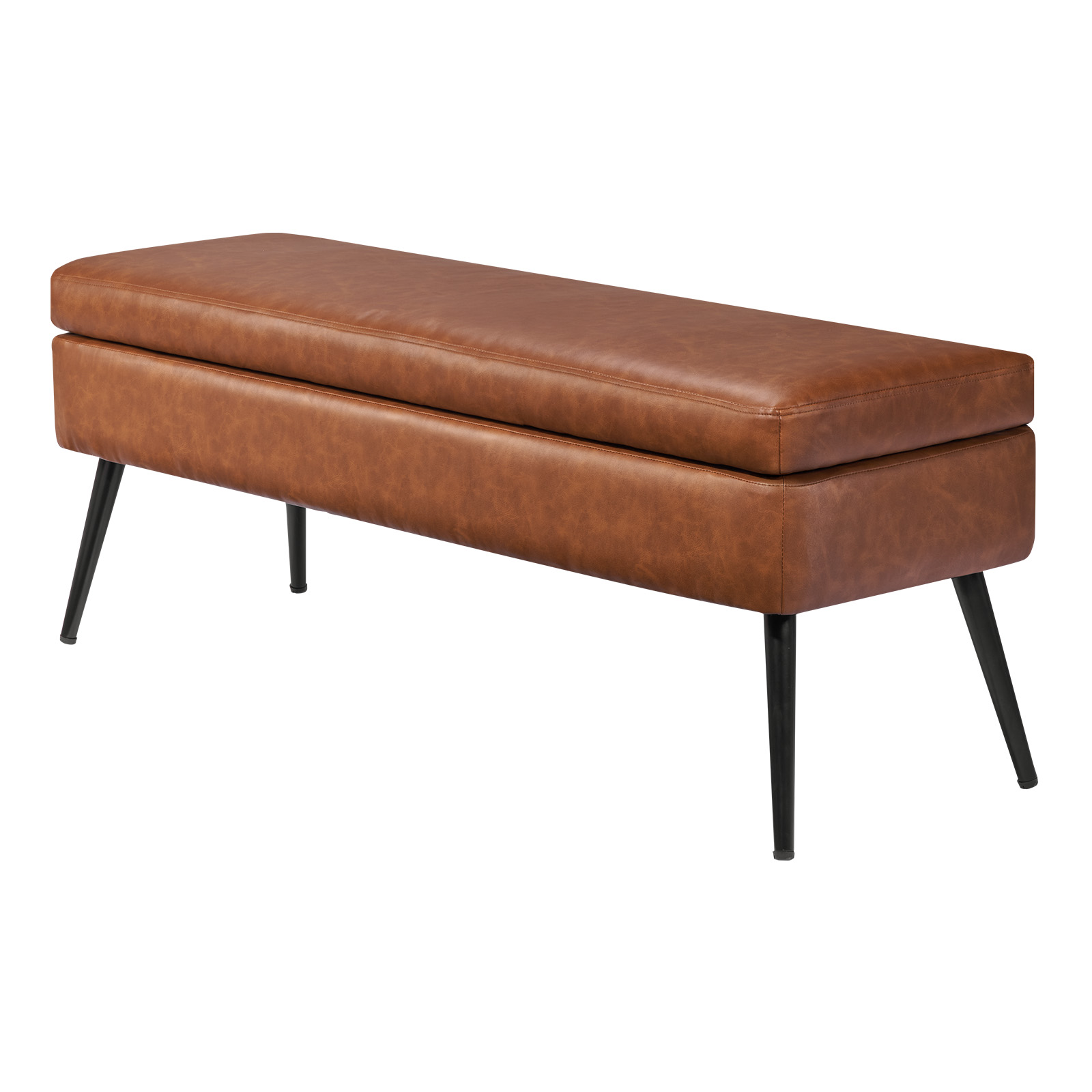 PU Leather Ottoman Bench Shoe Seat with Metal Legs Shoe Bench for Entryway
