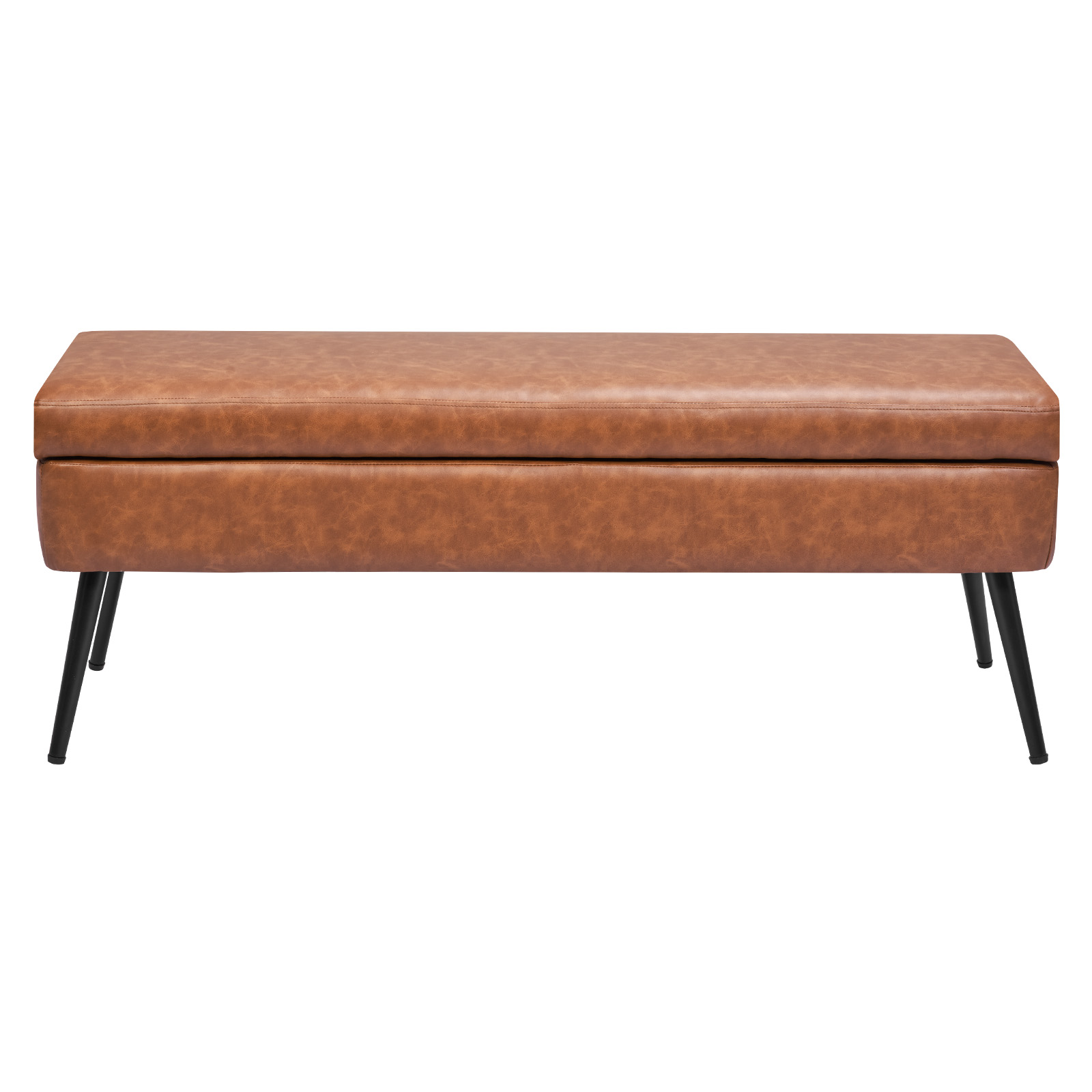 PU Leather Ottoman Bench Shoe Seat with Metal Legs Shoe Bench for Entryway