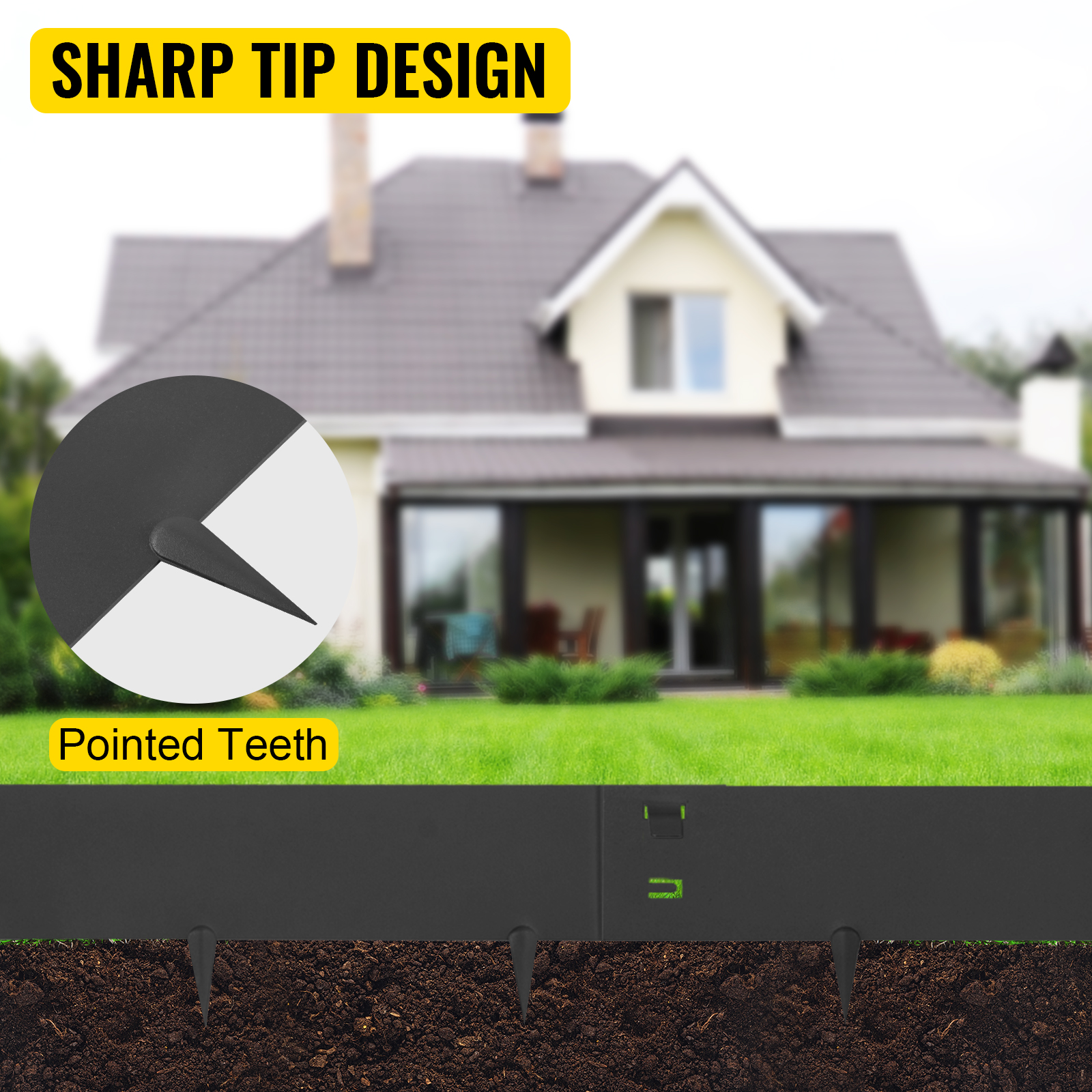 VEVOR Steel Lawn Edging, 5PCS Metal Landscape Edging, 3"x39" Garden Edging Border, Flexible Galvanized Steel Landscape Border, 16.25 ft Length Landscaping Metal Edging, Black Lawn Edge for Garden Yard