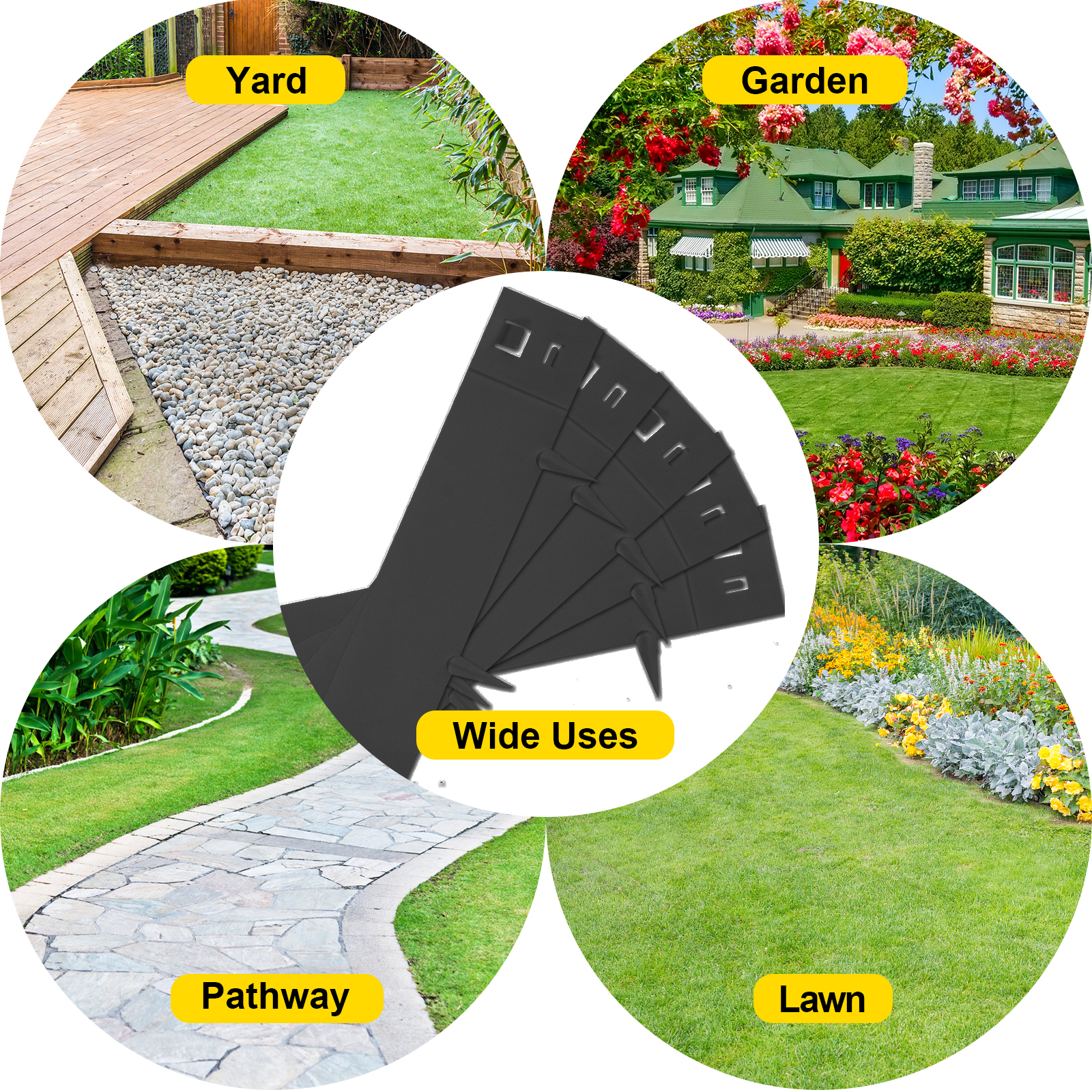 VEVOR Steel Lawn Edging, 5PCS Metal Landscape Edging, 3"x39" Garden Edging Border, Flexible Galvanized Steel Landscape Border, 16.25 ft Length Landscaping Metal Edging, Black Lawn Edge for Garden Yard
